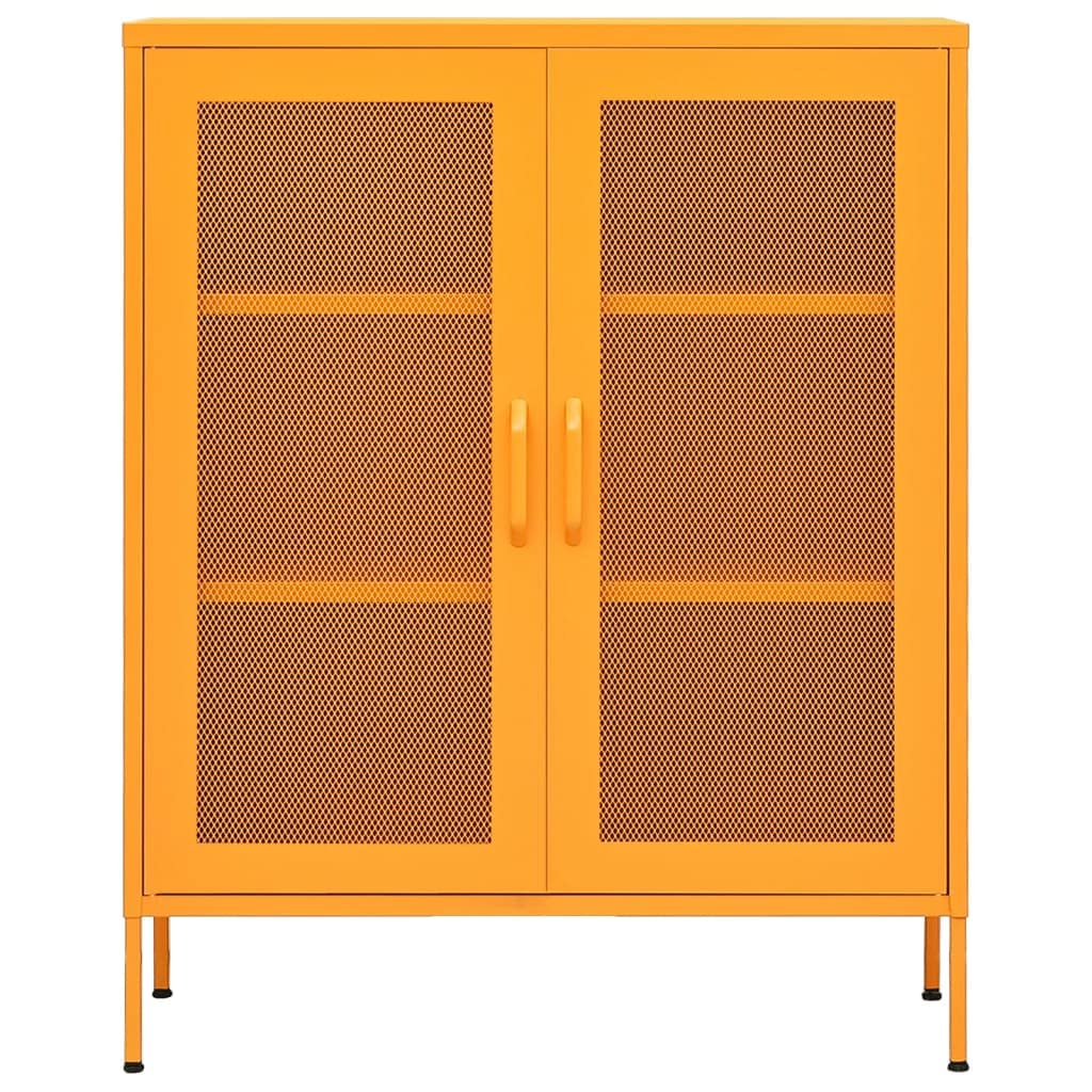 vidaXL 2-Drawer Steel Storage Cabinet - File Cabinet for Office, Home & School Organization - Mustard Yellow - Heavy Duty Metal Filing Cabinet for Documents, Folders & Supplies