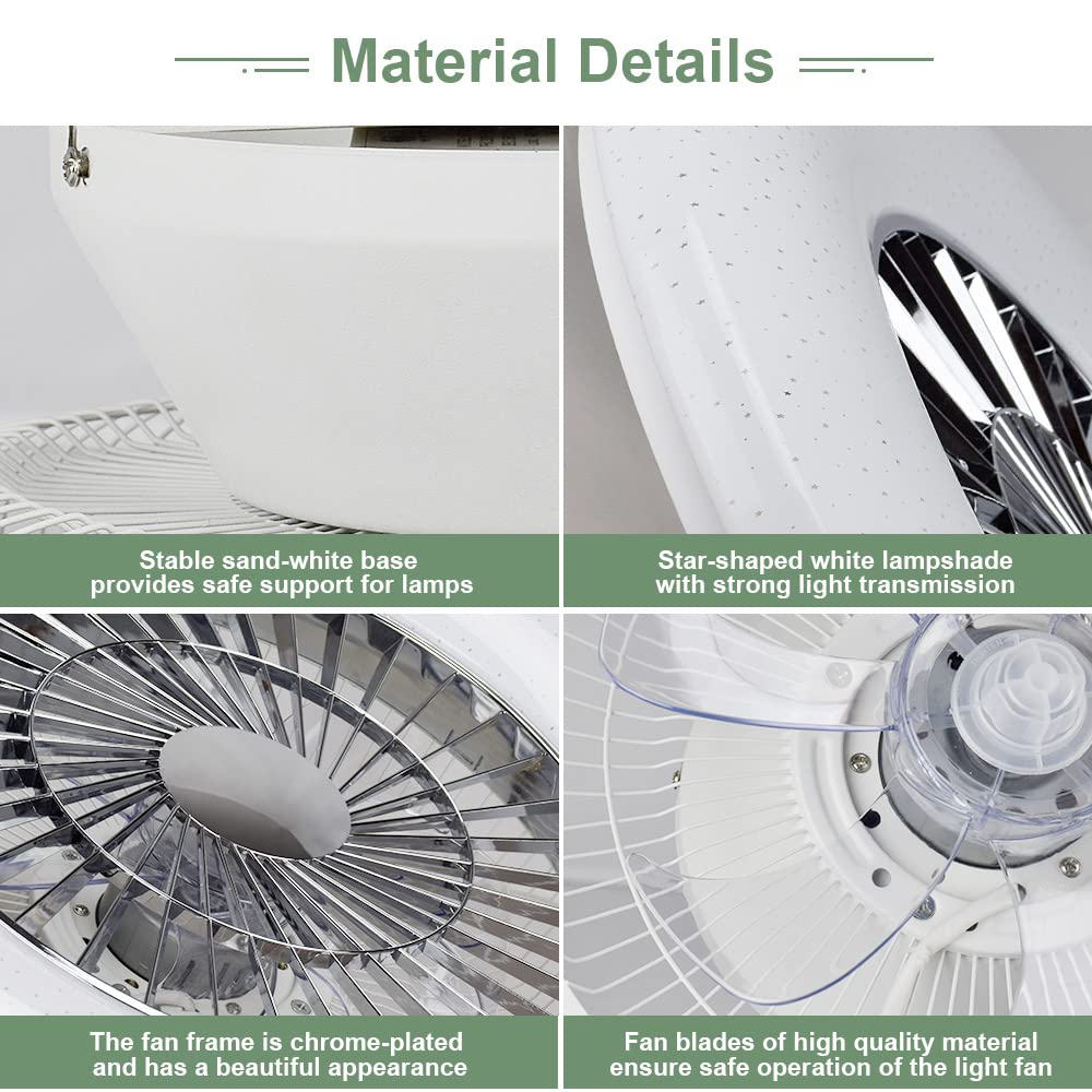 DLLT 40W Modern LED Remote Ceiling Fan with Light Kit - 23 Inch Flush Mount Dimmable Ceiling Fan with 7 Invisible Blades, 3 Speed Settings & Timer, Color Changing Lighting for Bedroom, Living Room, Office
