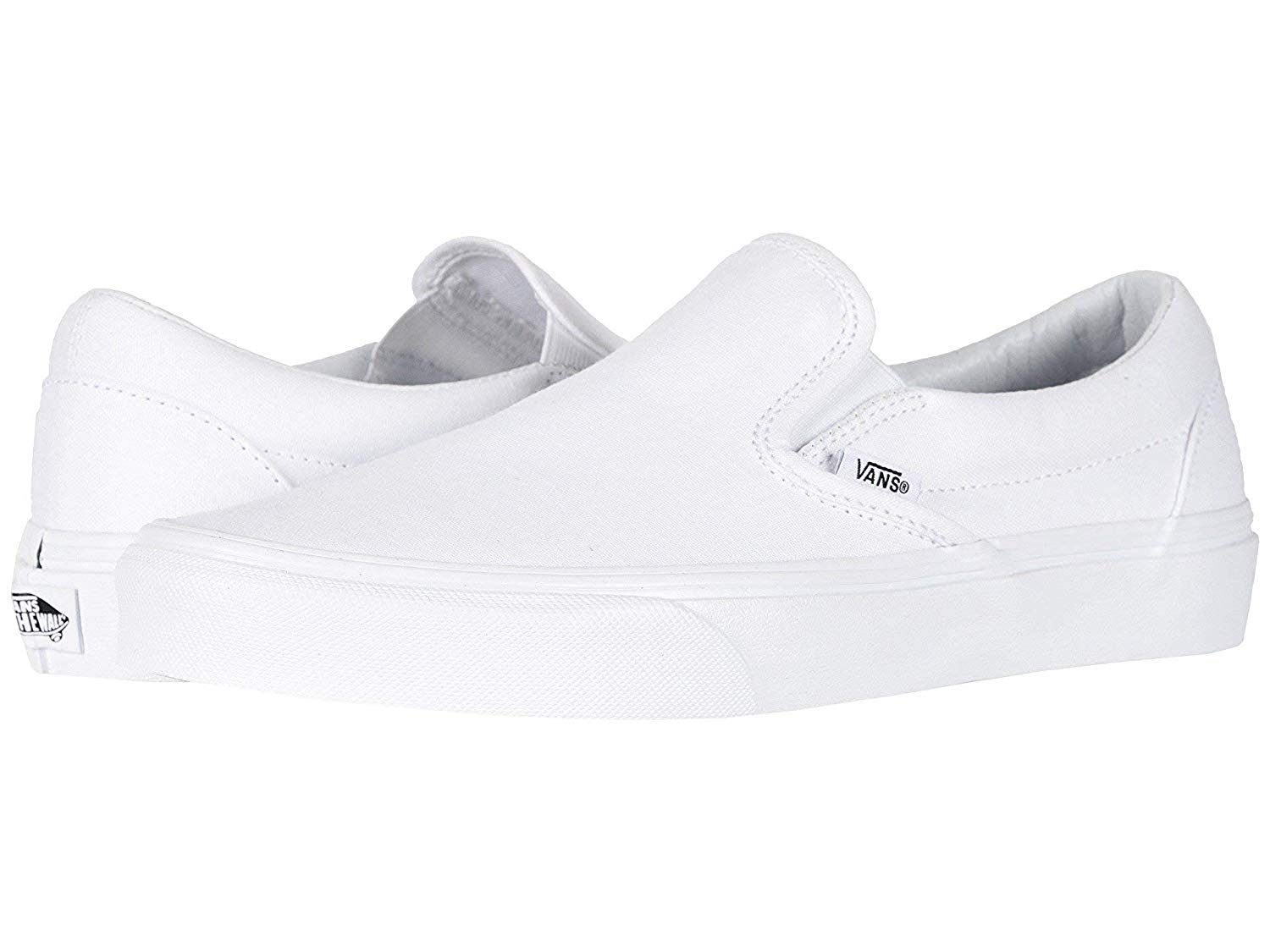 Vans Unisex Classic Slip-On Sneakers - True White Canvas Shoes for Men & Women | Comfortable Casual Wear for Skateboarding, Walking & Everyday Outfits