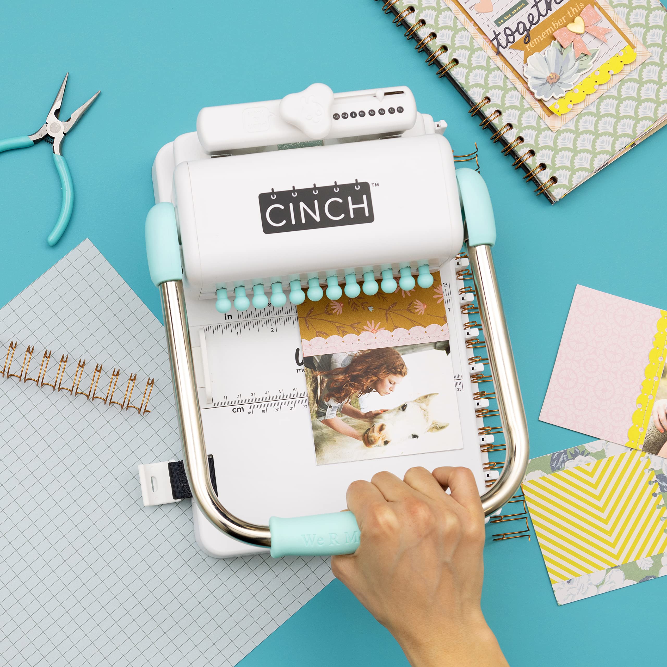 We R Memory Keepers Cinch Book Binding Machine V2 - Easy-to-Use Spiral Binding Tool with Slide Ruler for Professional Books, Notebooks & Calendars | Perfect for Office, School & Craft Projects (Mint Green)