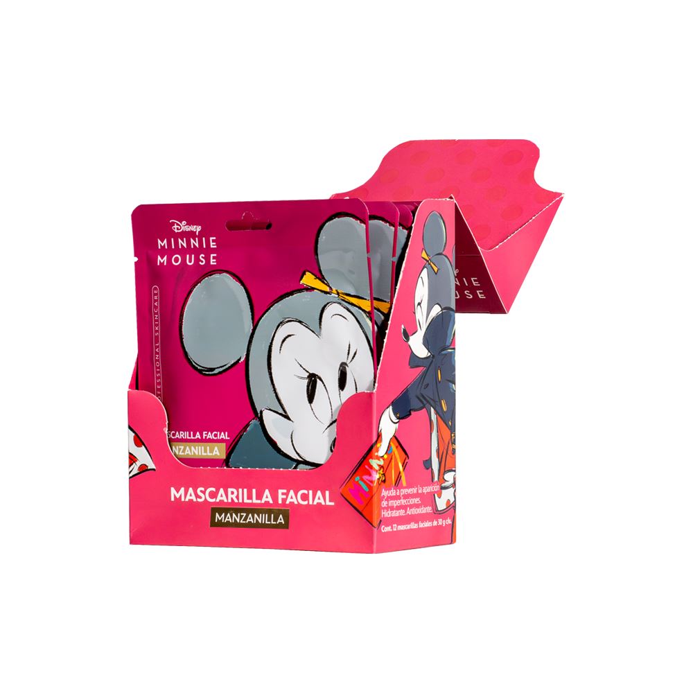 12-Pack Disney Minnie Mouse Chamomile Beauty Face Masks for Hydration & Glow - Perfect for Spa Nights, Self-Care Routines & Gift Giving