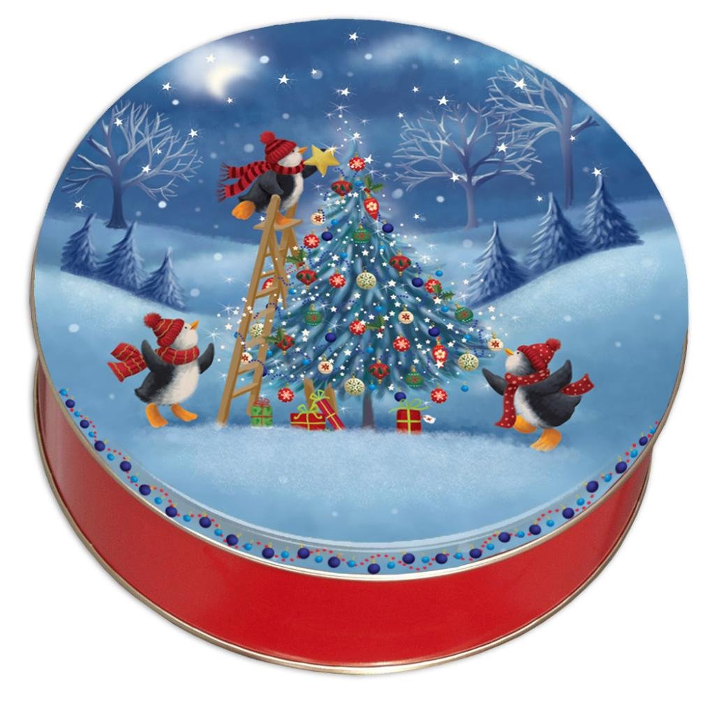 Scott's Cakes Milk Chocolate Covered Chocolate Creme Oreos - Holiday Penguin Tree Trimming Tin - Perfect for Christmas Gifts, Office Treats & Cookie Exchange Parties