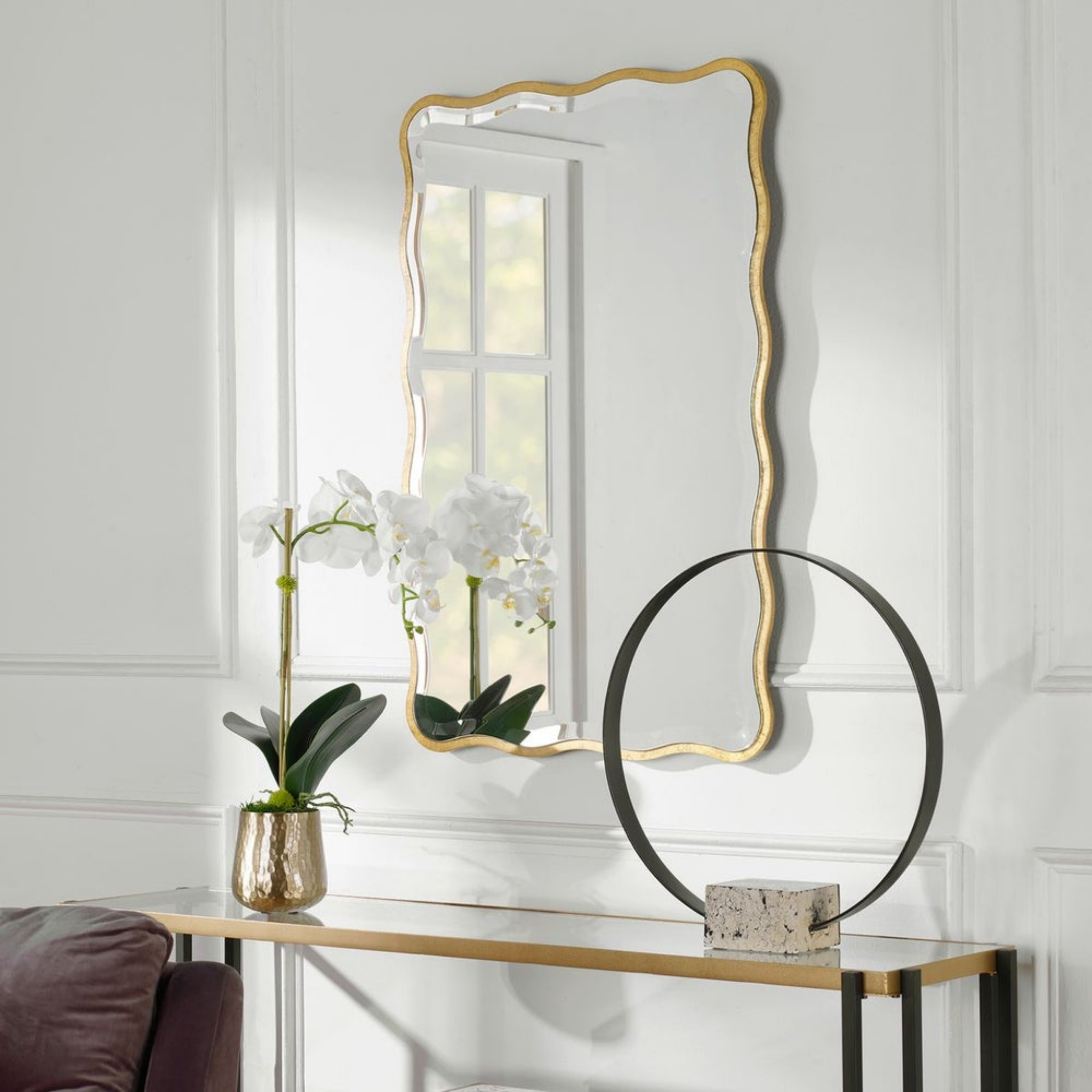 Aneta Gold Full-Length Mirror - Elegant Freestanding Floor Mirror for Bedroom, Living Room & Dressing Area - Perfect for Home Decor & Vanity Use
