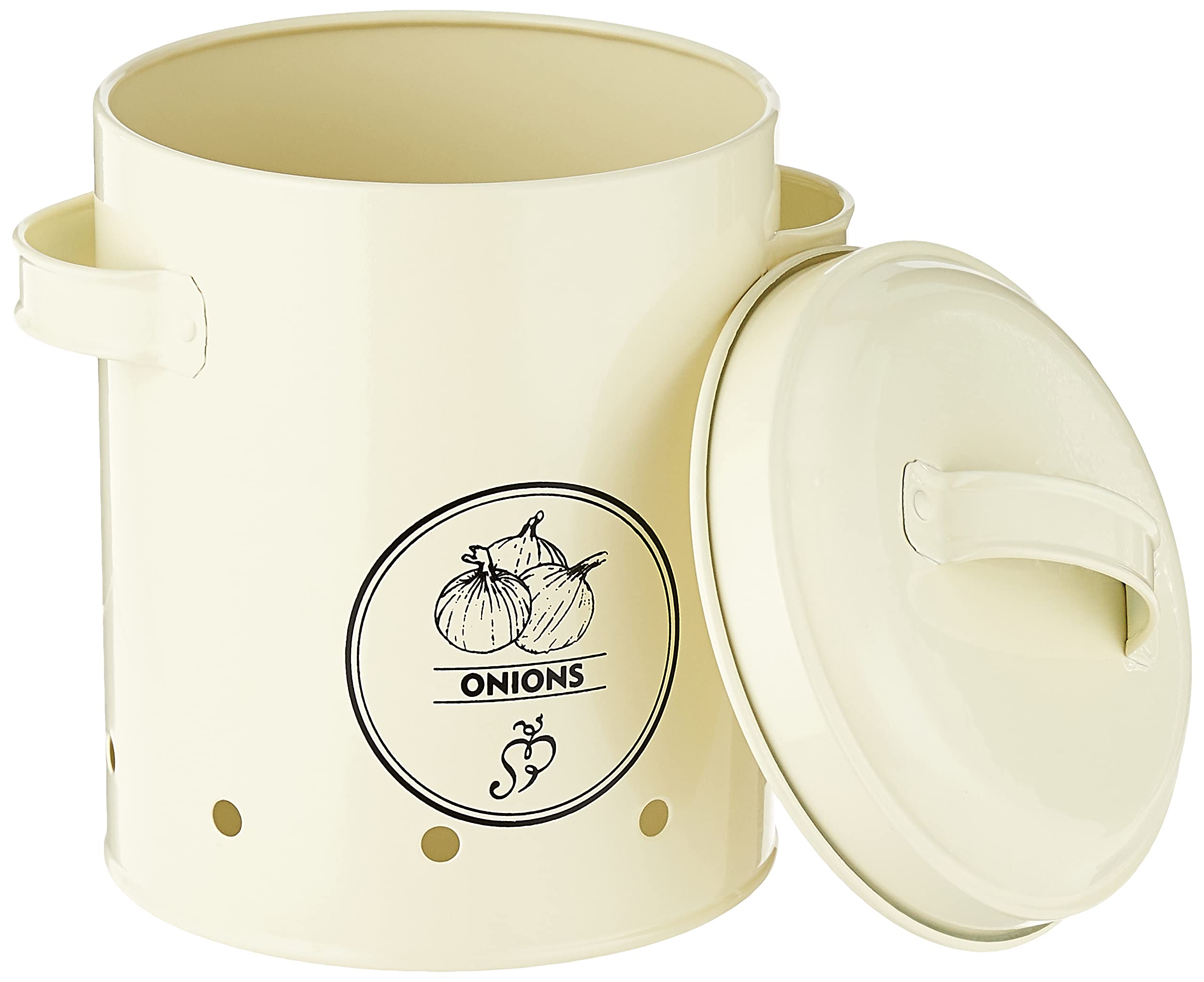 Esschert Design Onions Storage Tin - Airtight Metal Container for Fresh Onion Preservation | Perfect for Kitchen Pantry Organization & Vegetable Storage