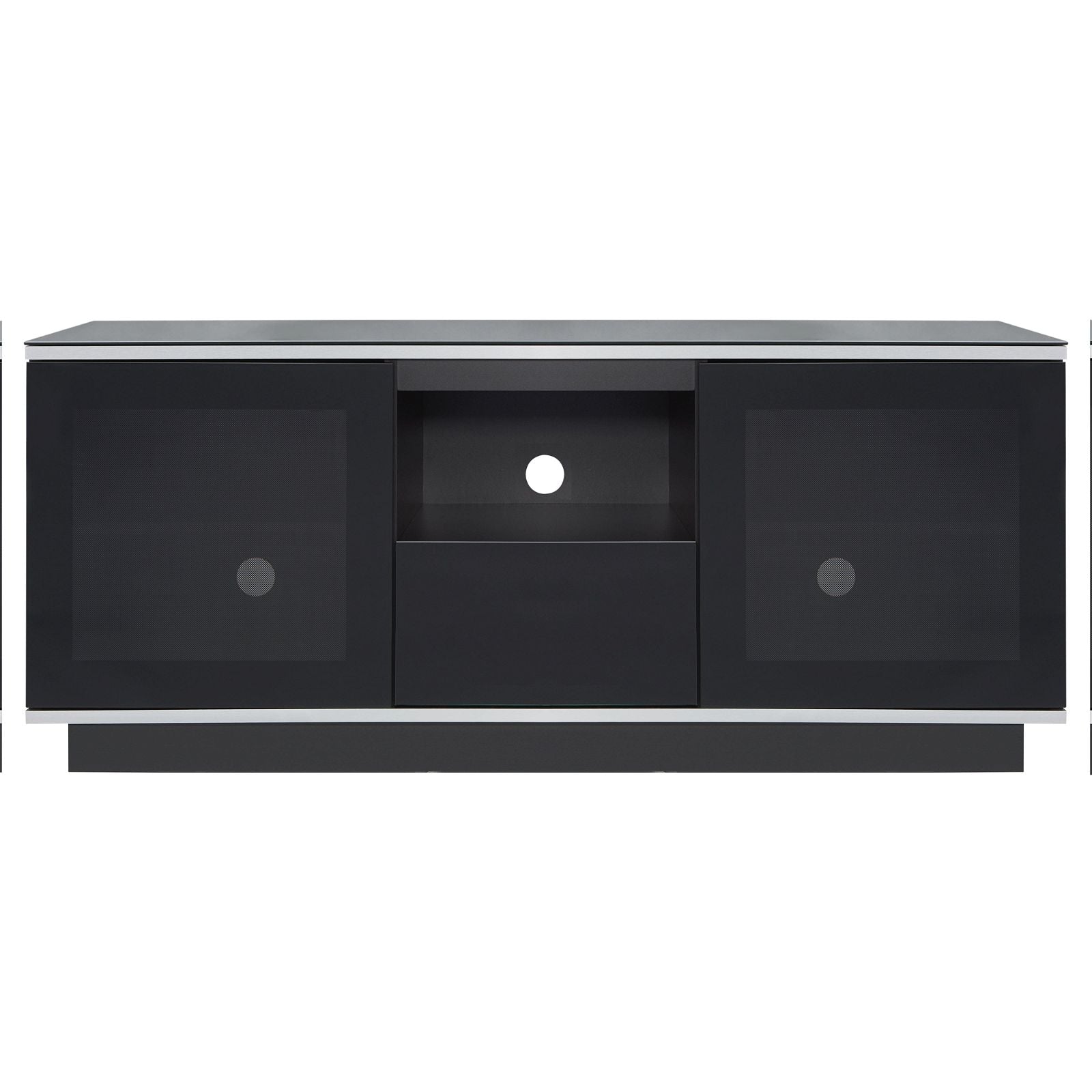 TITAN 1500 Black TV Stand Entertainment Center with Storage Shelves - Perfect for Living Room Home Theater Setup