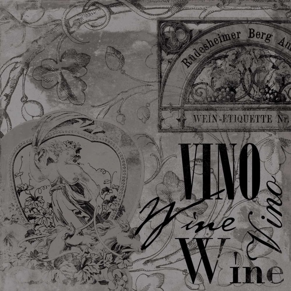 Jace Grey Wine Labels 2 Art Print - 12x12 Poster for Home & Bar Decor