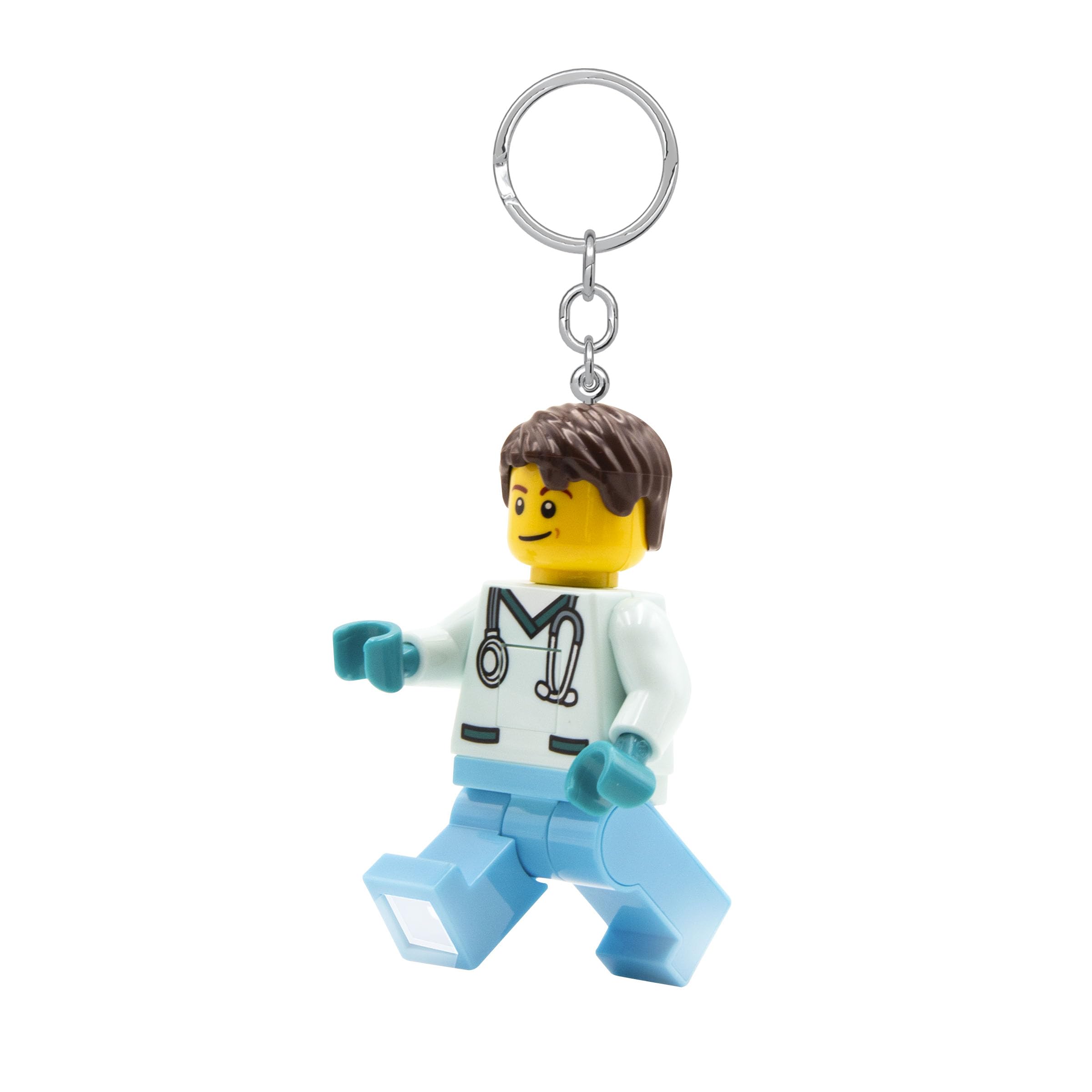 LEGO Minifigures Keychain Light - Male Nurse Collectible - 3 Inch Tall Figure (KE194H) - Perfect for Keychains, Gifts, and LEGO Fans