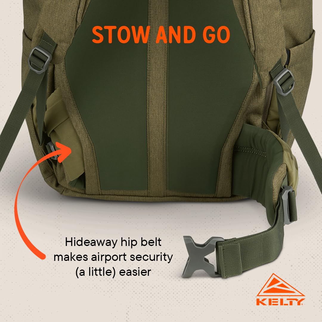 Kelty Redwing Traveler Backpack - 50L Lightweight Hiking Backpack for Men & Women, Durable Travel Pack for Adventure, Camping & Outdoor Activities (Burnt Olive/Black)