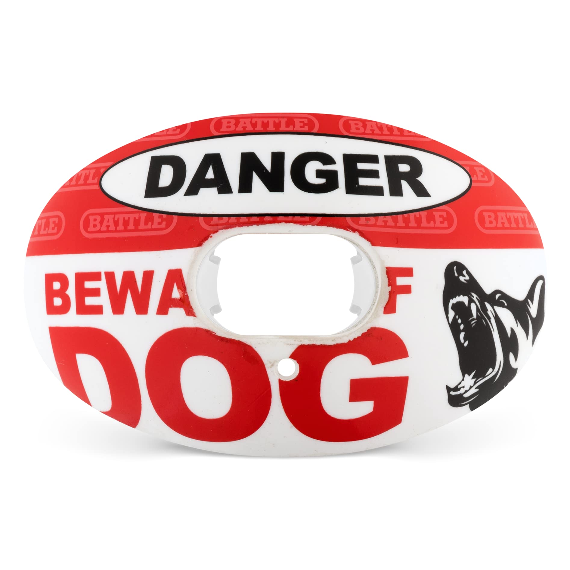 Battle Sports Beware of The Dog Oxygen Lip Protector Mouthguard - High-Performance Mouthguard for Football, Boxing & MMA - Prevent Lip Cuts & Dental Injuries During Sports