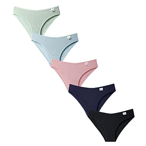 Gufesf 5 Pack Women's Breathable Cotton Underwear - High Waist Tummy Control Panties for Everyday Comfort | Multipack Briefs for Workout, Yoga & Daily Wear