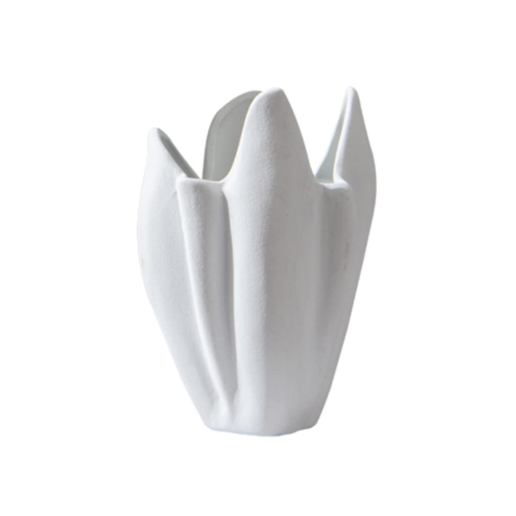 Elegant Ceramic Vase for Flower Arrangements - Minimalist White Home Decor for Living Room, Dining Table & Mantel | Perfect for Centerpieces, Wedding Decor & Aesthetic Room Styling