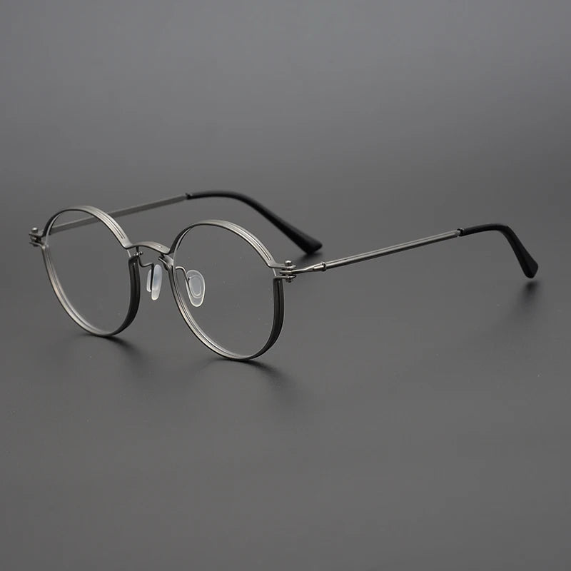 Stylish Black Unisex Full Rim Round Titanium Acetate Eyeglasses TV002 - Perfect for Reading, Work & Everyday Fashion