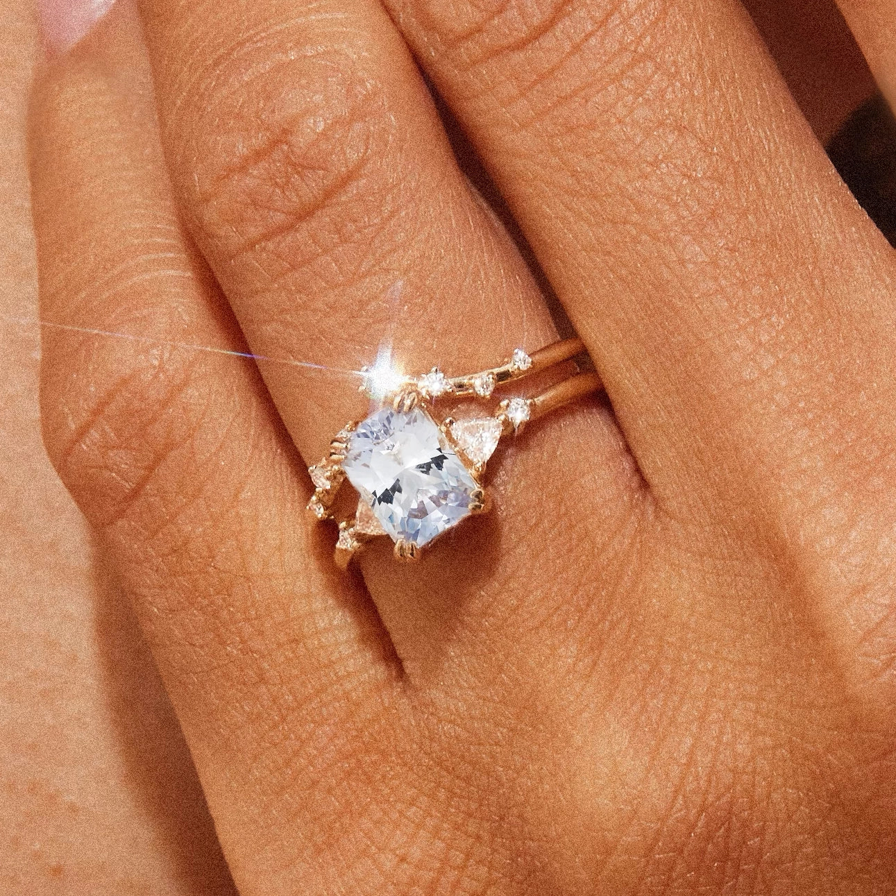 Unique 14K Yellow Gold Twilight Mist Ring with Lavender Sapphire - Elegant Jewelry for Weddings, Anniversaries & Special Occasions