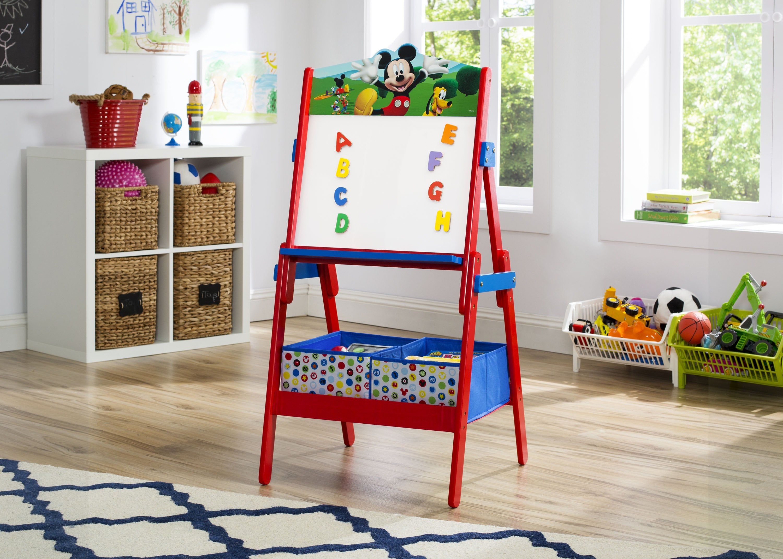 Mickey Mouse Wooden Activity Easel for Kids - Adjustable Double-Sided Chalkboard & Whiteboard - Perfect for Drawing, Learning & Play at Home or School