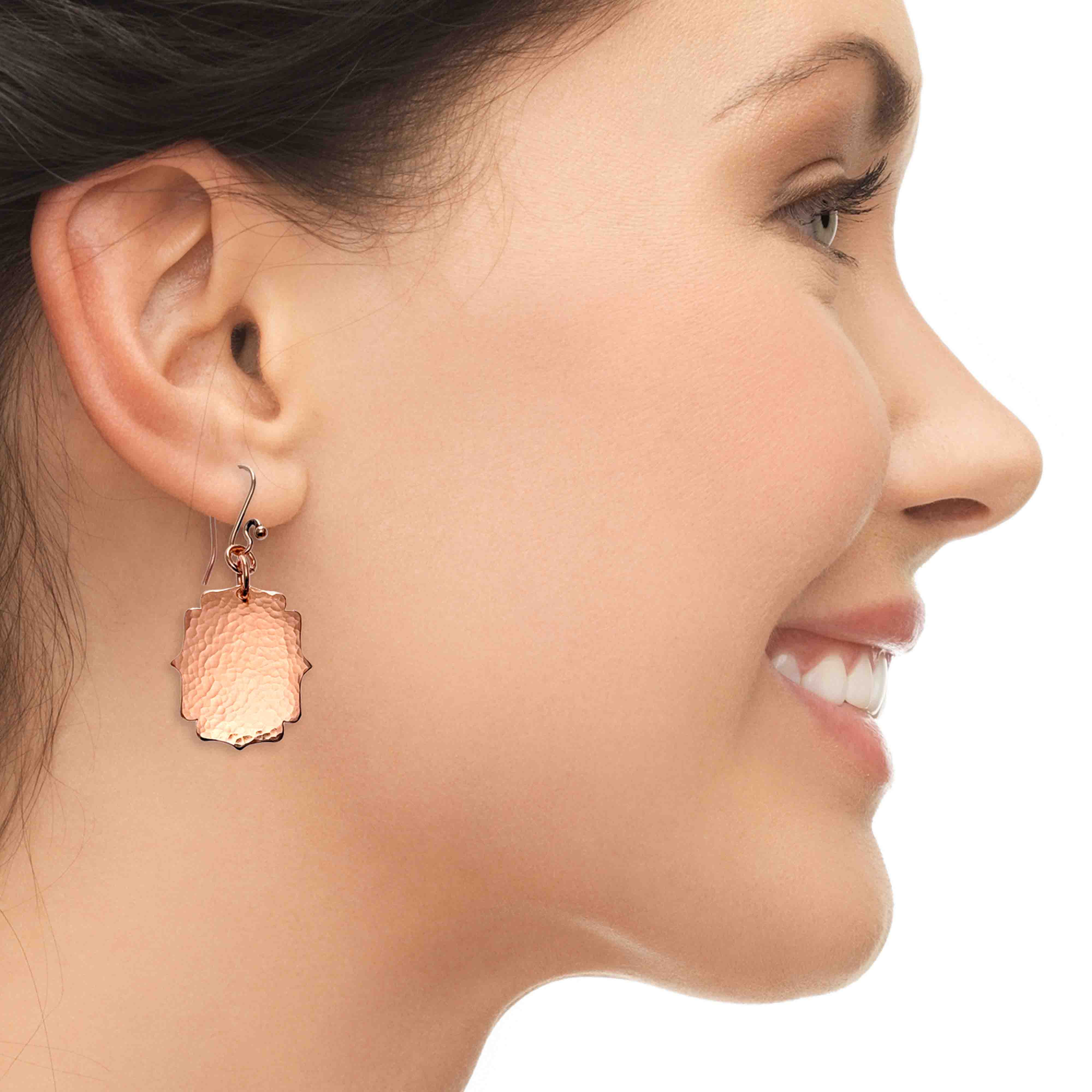 Medium Hammered Copper Arabesque Shield Earrings - Handmade Boho Jewelry for Women, Unique Statement Earrings for Parties, Weddings & Everyday Wear