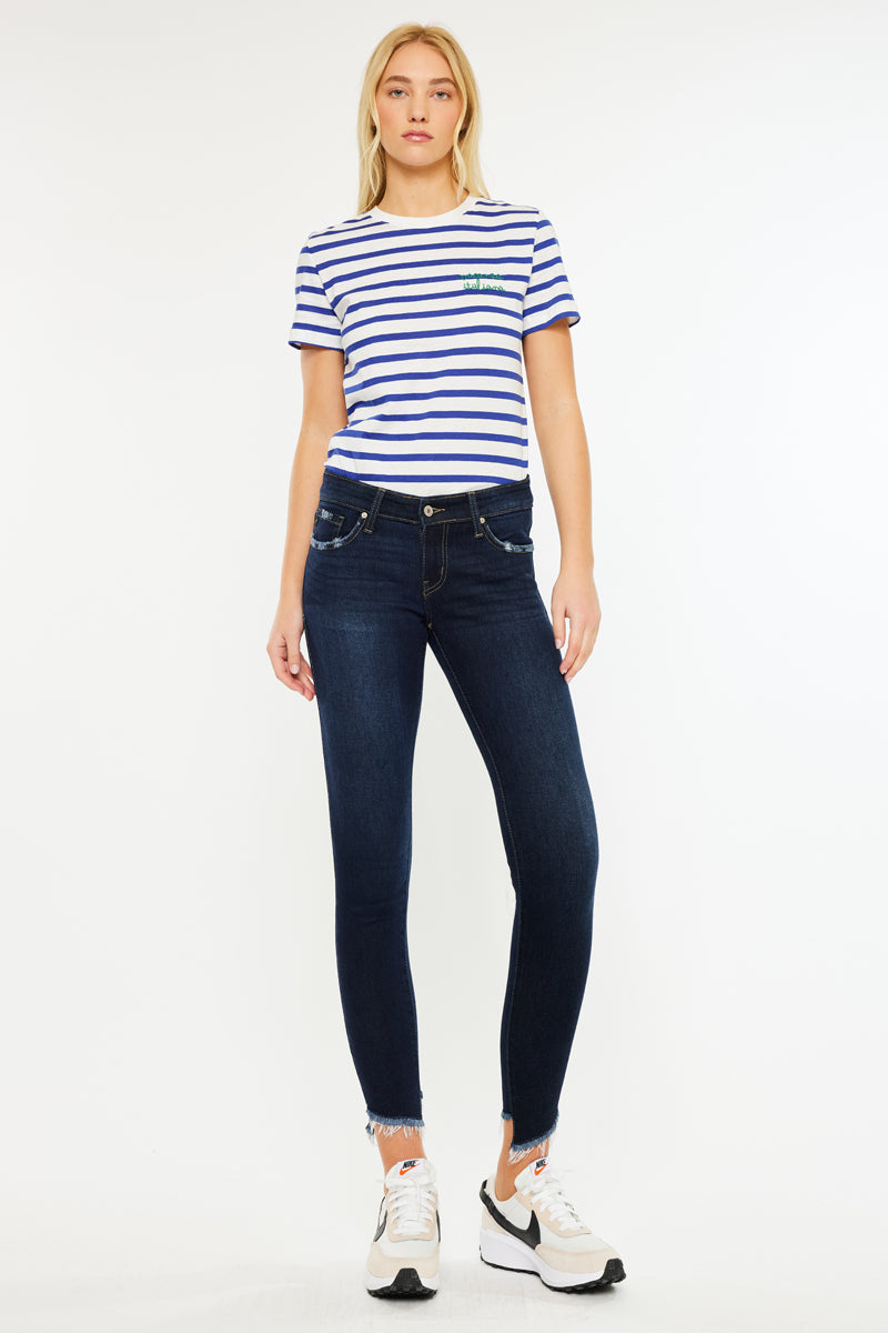 Alexa Low Rise Ankle Skinny Jeans for Women - Stretch Denim Pants, Comfortable Slim Fit, Trendy Casual Wear for Everyday Outfits & Date Nights