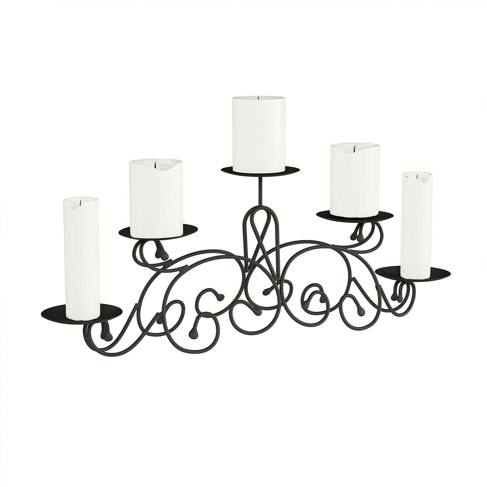 Elegant Metal Candle Holder Set of 5 - Rustic Candelabra Display Base for Table Centerpiece, Wall & Kitchen Decor | Perfect for Farmhouse, Living Room & Dining Room Ambiance | Creates Cozy Atmosphere for Dinner Parties, Weddings & Holiday Decorations