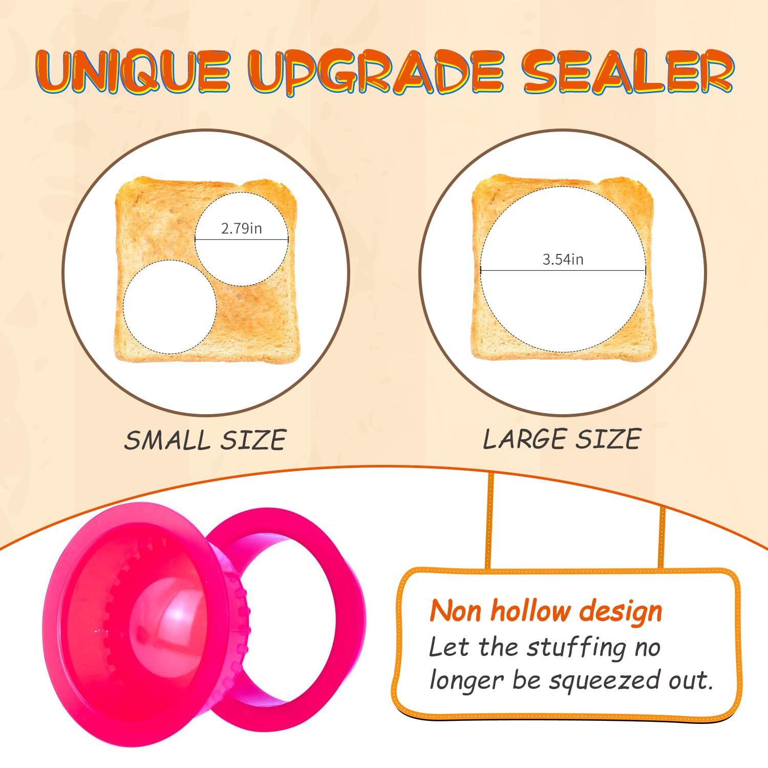 HiYZ 5-Piece Sandwich Cutter and Sealer Set - Stainless Steel Crustless Sandwich Maker for Peanut Butter, Jelly, Bread, Pancakes & Cookies - Fun Kitchen Tool for Kids, Boys and Girls - Perfect for School Lunches, Parties and Family Snack Time