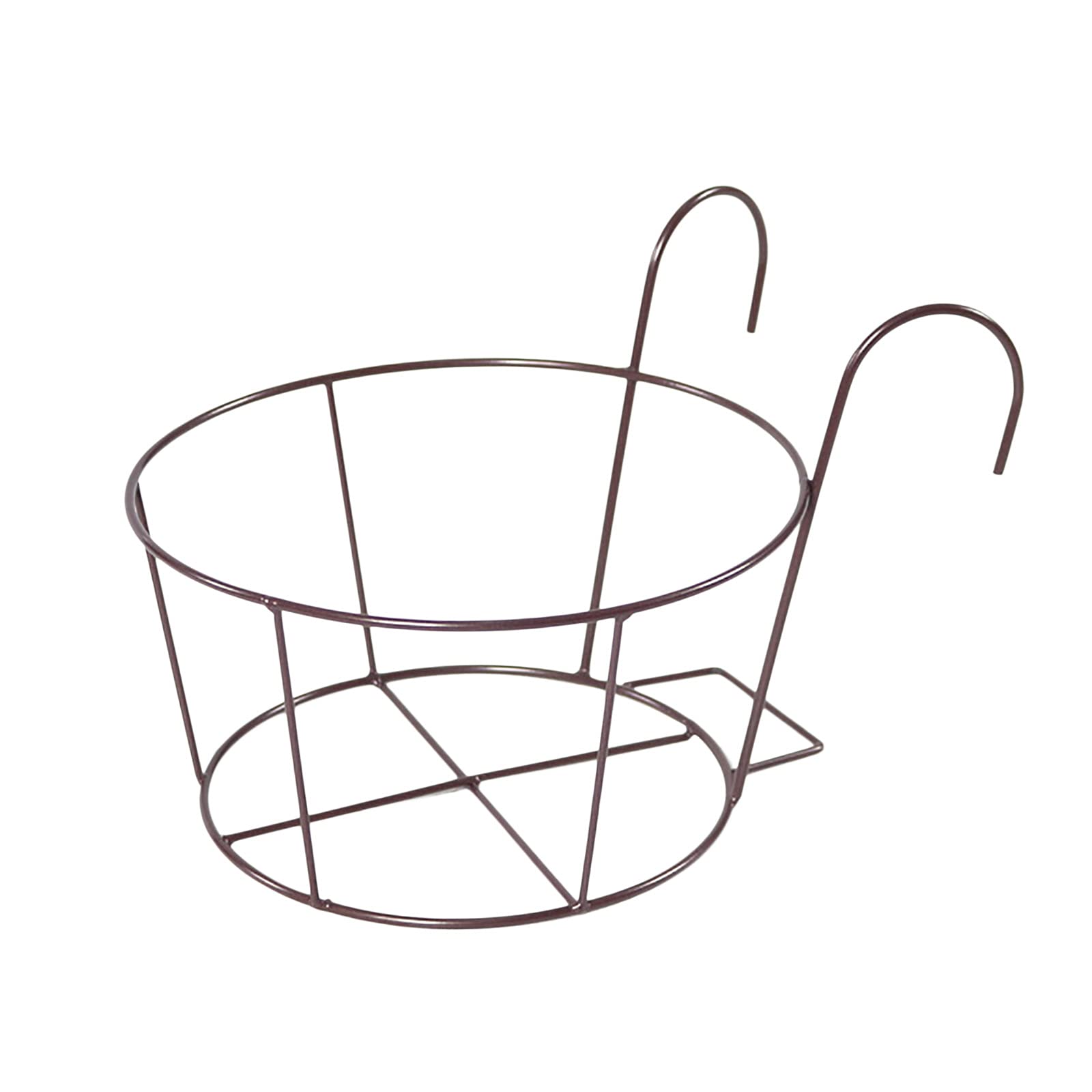 Iron Hanging Railing Planter - Metal Flower Pot Holder & Fence Basket for Balcony, Porch, Patio - Indoor/Outdoor Decorative Plant Container (Brown) | Perfect for Small Spaces, Vertical Gardens & Urban Gardening