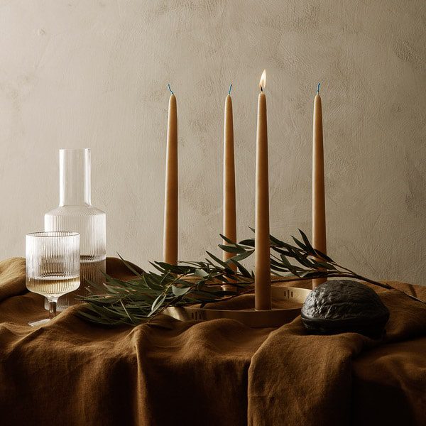 Premium ferm LIVING Dipped Candles - Set of 2 Natural Straw Scented Candles for Home Decor, Romantic Dinner & Relaxation