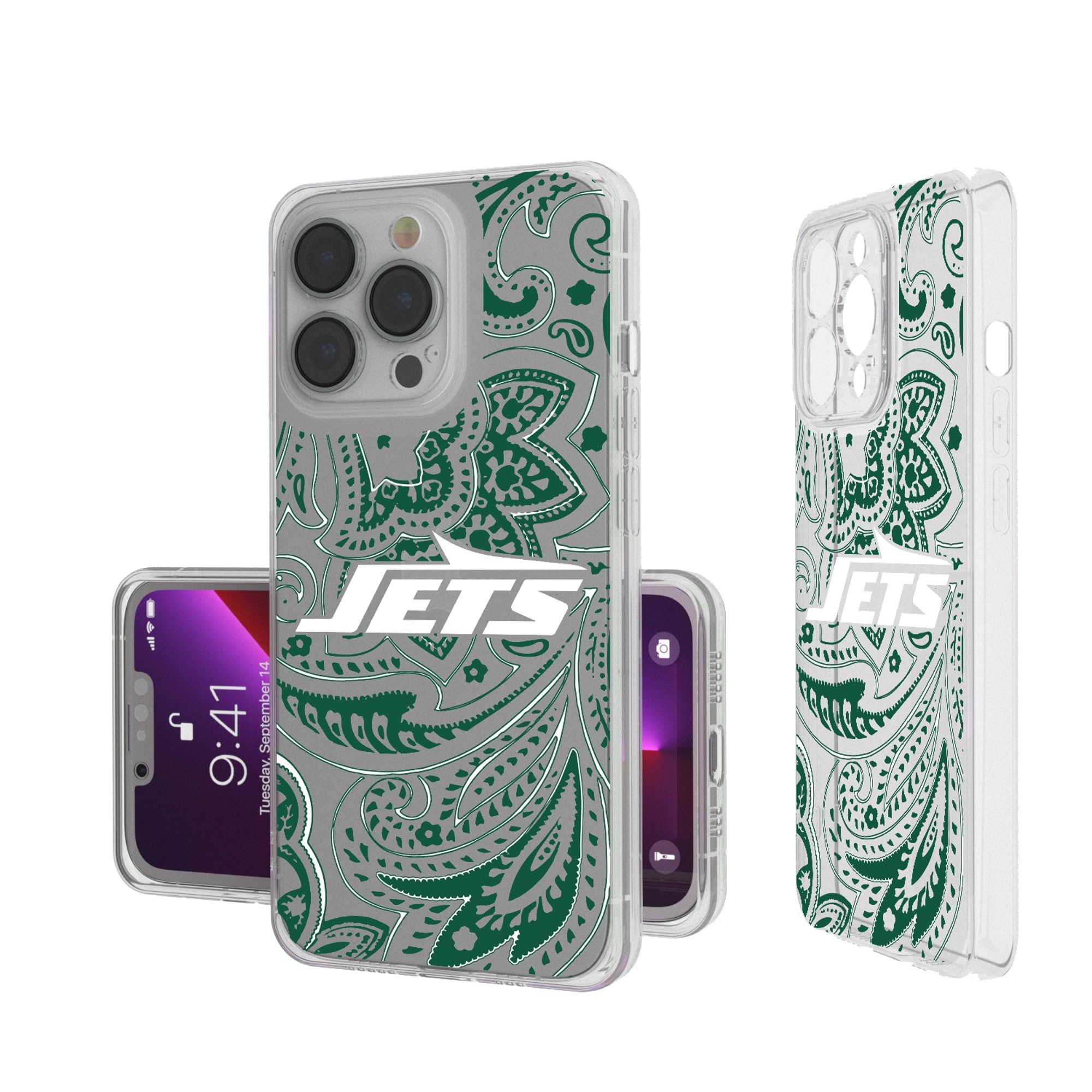 New York Jets iPhone Clear Paisley Design Case - Stylish Protective Phone Cover for Football Fans | Perfect for Game Day, Work & Everyday Use