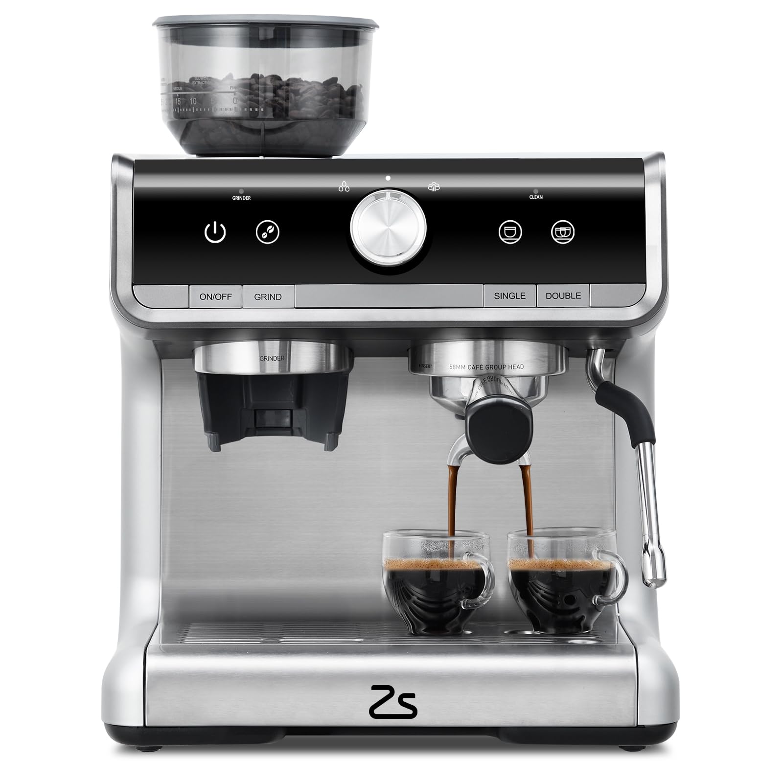20 Bar Espresso Machine with Grinder & Milk Frother - Perfect for Home Baristas to Make Cappuccinos & Lattes