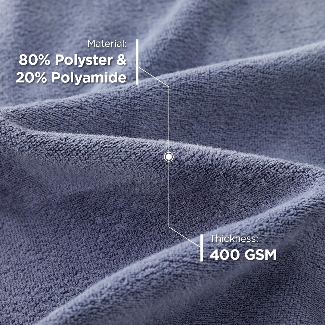Kuber Industries Microfiber Face & Hand Towel Set - 400 GSM Antibacterial Towels for Men (Pack of 2, Gray & Blue) - Perfect for Gym, Travel & Daily Skincare - SHXS40601