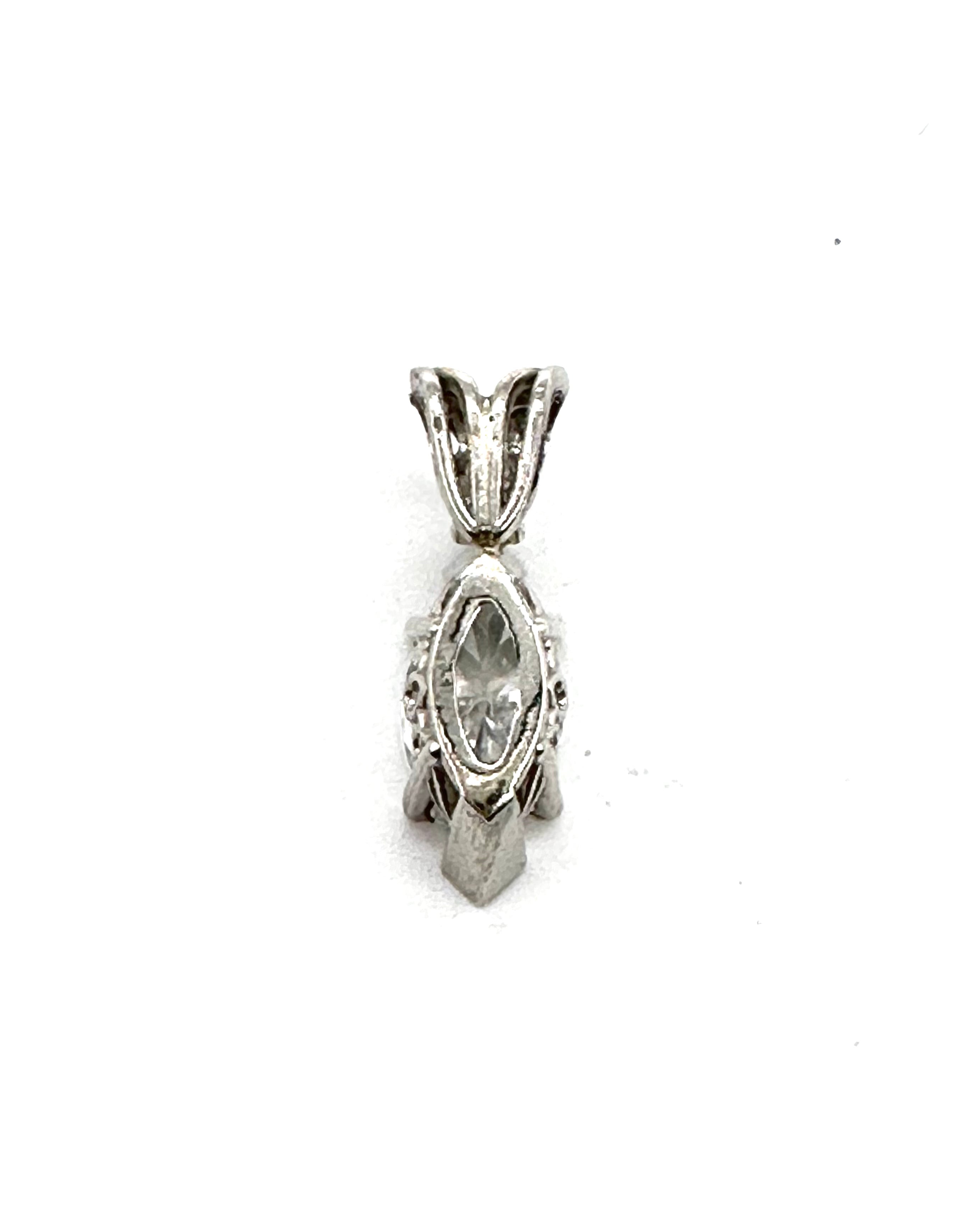 Exquisite Marquise Cut Solitaire Diamond Pendant Necklace - 14K White Gold Elegant Jewelry for Women - Perfect for Weddings, Anniversaries & Special Occasions