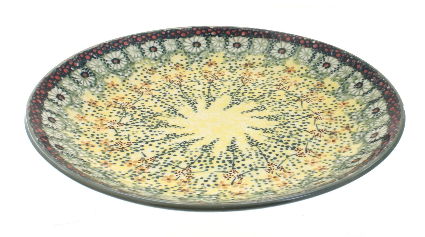 Handmade Blue Rose Polish Pottery Sunshine Grotto Dinner Plate - Elegant Floral Design for Dining, Decor & Gift Giving - Perfect for Dinner Parties, Home Decor & Special Occasions