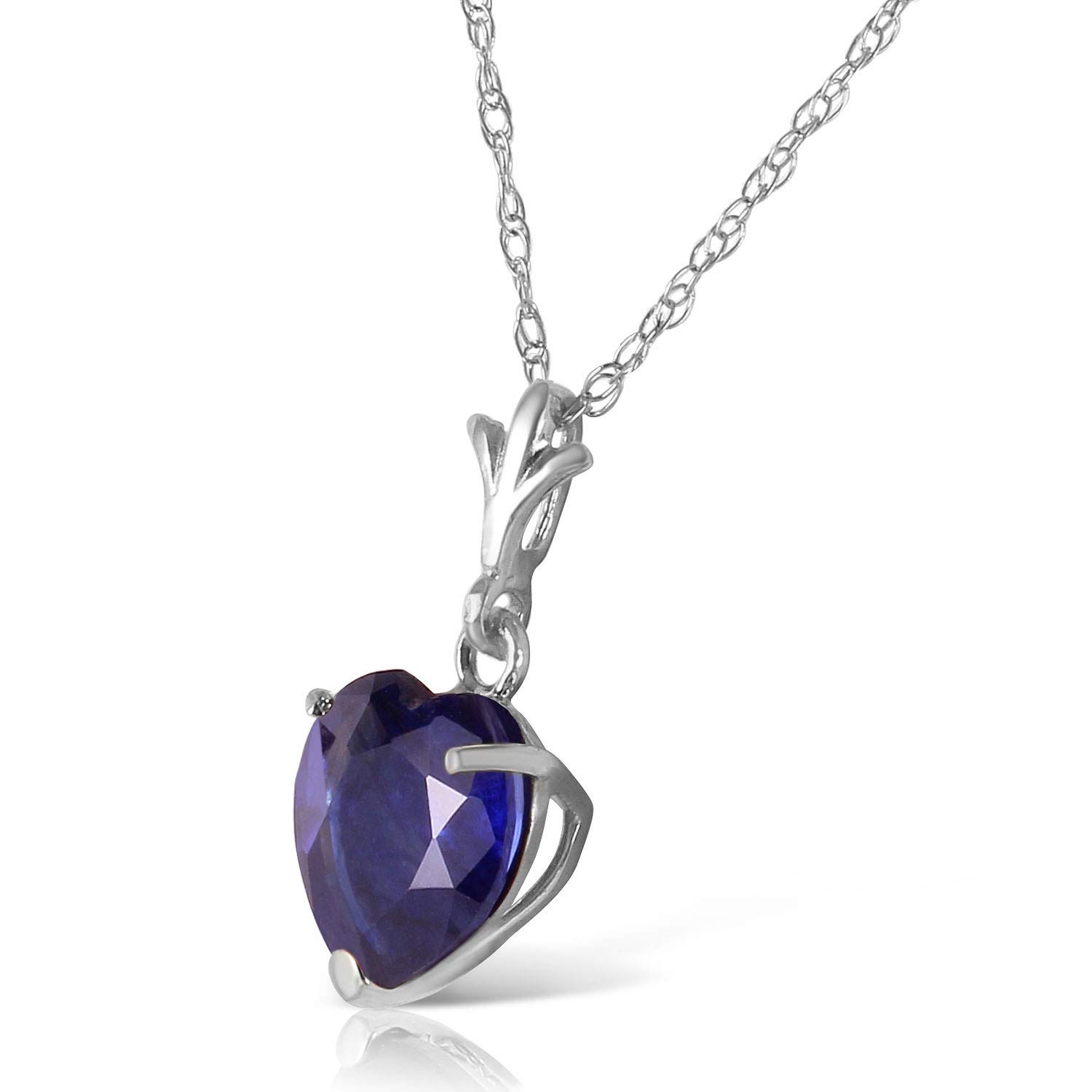 14K Yellow, White & Rose Gold 1.55 Carat Natural Heart-Shaped Sapphire Pendant Necklace - Galaxy Gold GG - Elegant Jewelry Gift for Valentine's Day, Anniversary & Special Occasions