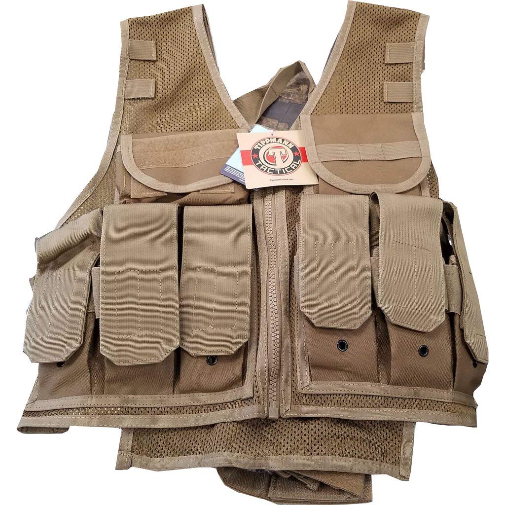 Tippmann Tactical Airsoft Vest in Coyote - Adjustable Molle Vest for Airsoft, Paintball & Outdoor Activities - Perfect for Tactical Games, Training & Military Simulation
