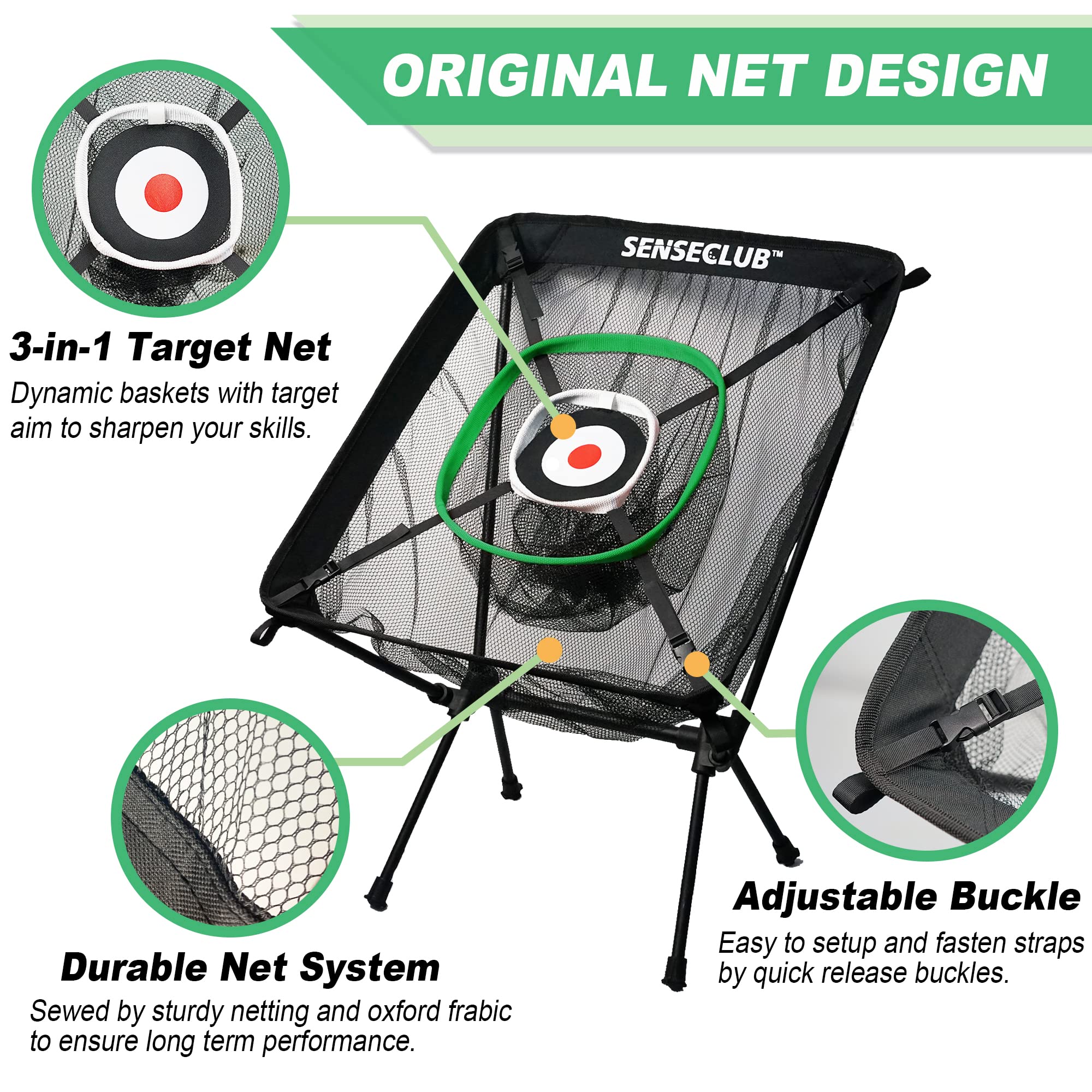 Premium Golf Chipping Net & Practice Green Set - Backyard Training Net with Mat, Target & Balls - Perfect for Outdoor Golf Games, Gifts & Backyard Practice