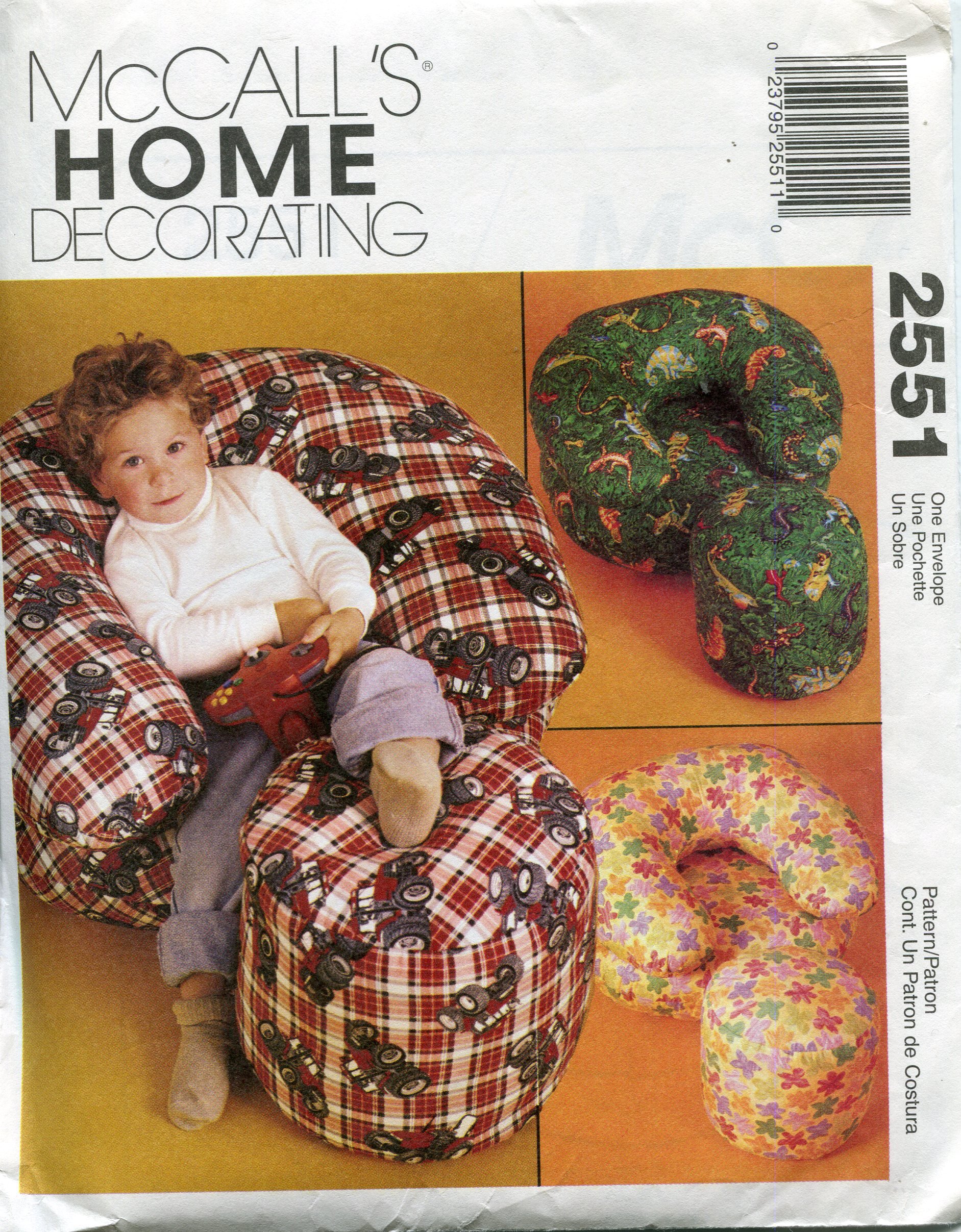 McCall's Home Decorating Pattern 2551 - Children's Chair and Ottoman Set, DIY Upholstery Sewing Project for Kids Room Decor, Nursery Furniture & Playroom Seating