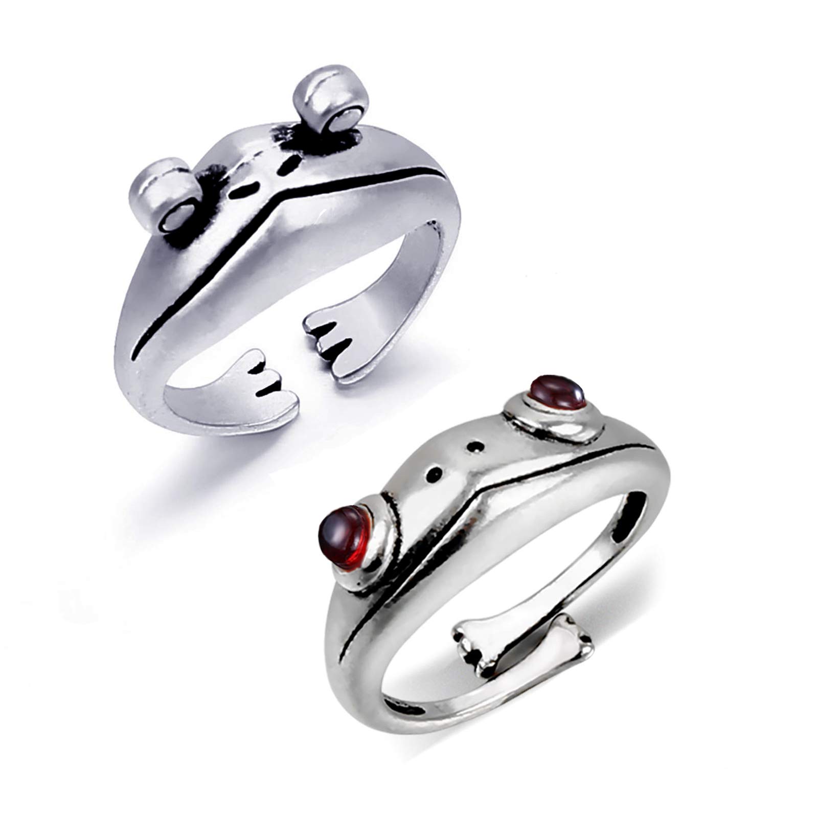 Adjustable Frog Couple Rings - Personalized Open Animal Wedding Bands for Women & Men | Cute Unique Jewelry Gift for Anniversary, Engagement & Everyday Wear