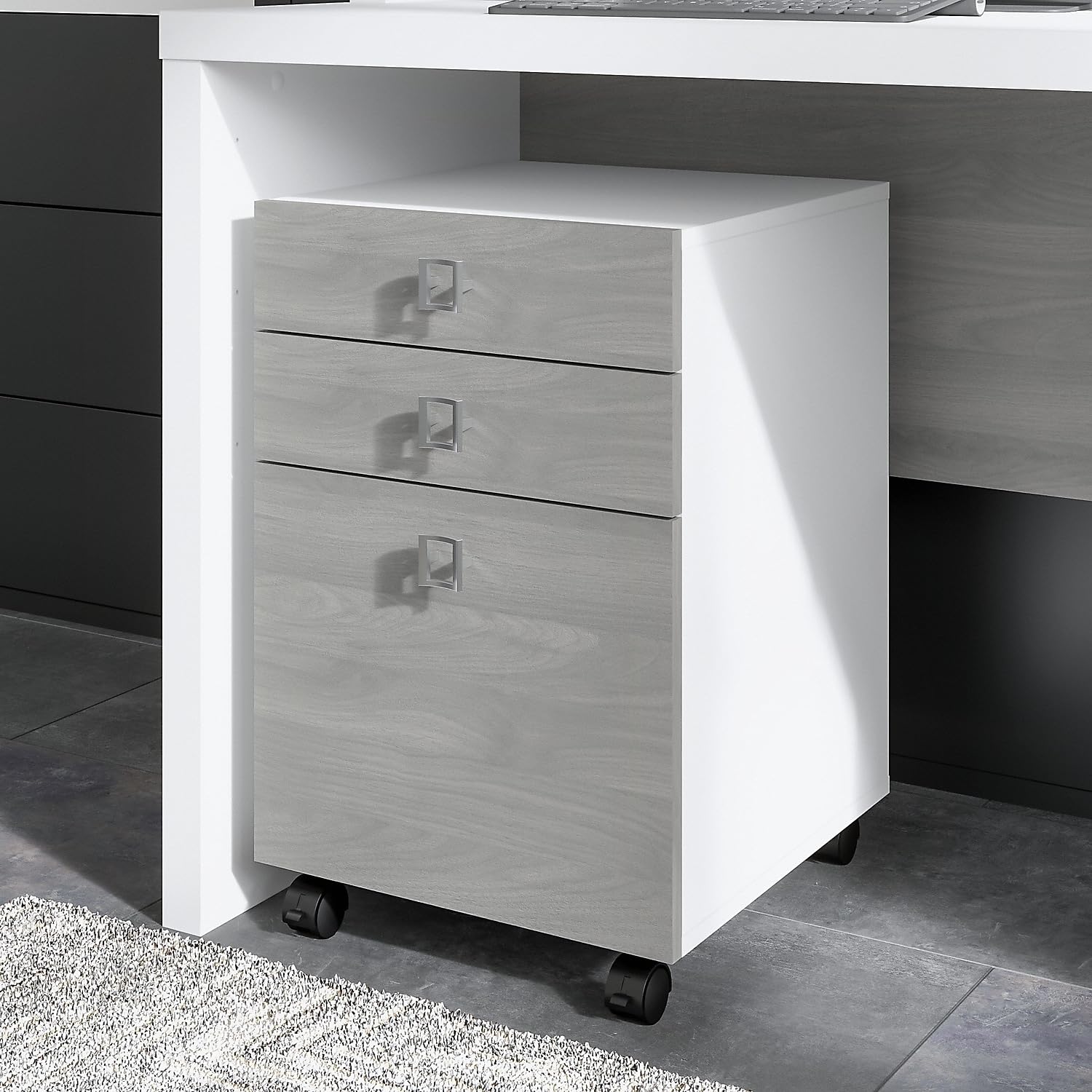 Bush Business Furniture Mobile File Cabinet with Satin Silver Hardware | Echo Collection Under Desk Filing Drawer Storage for Home Office or Professional Workspace | 16