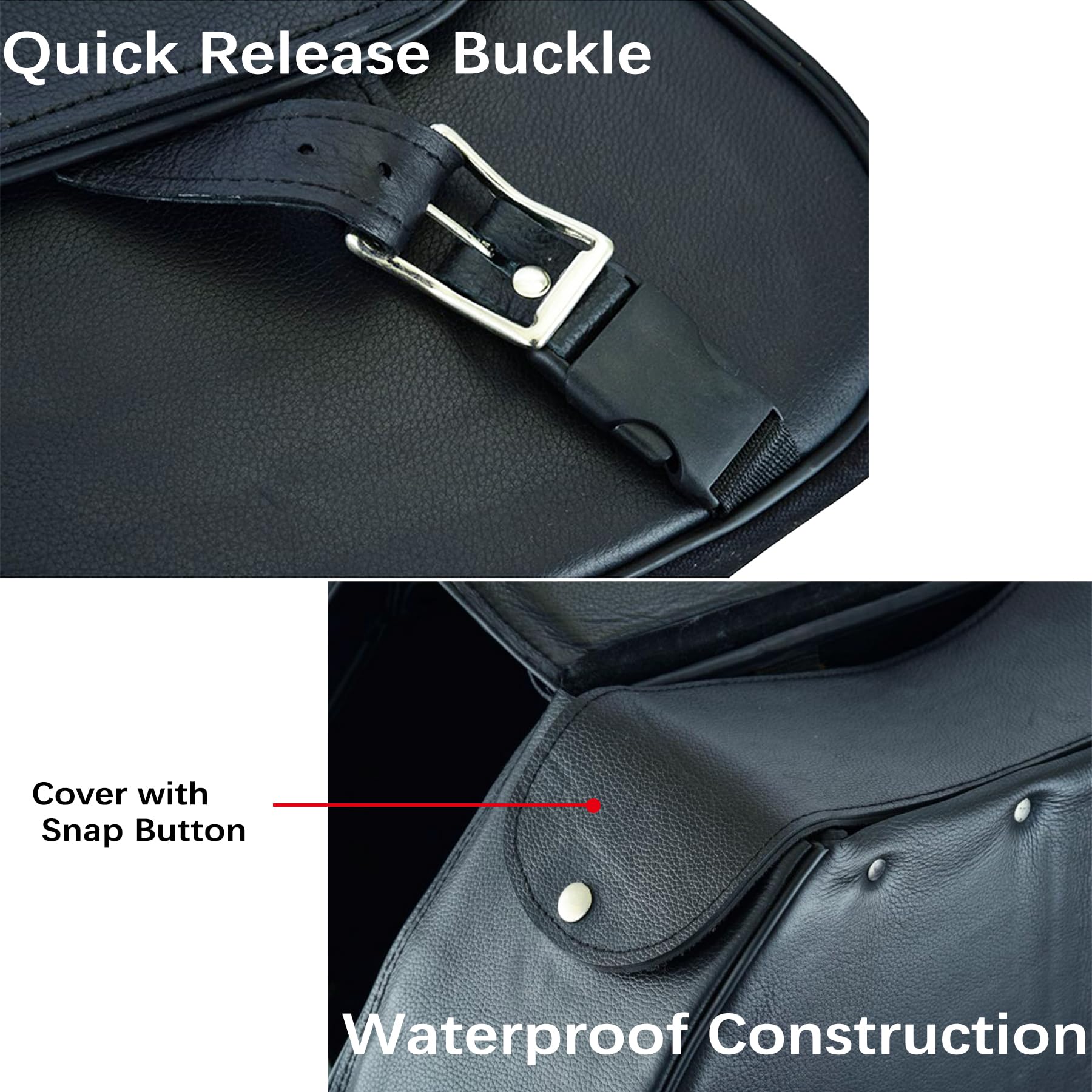 Premium Naked Cowhide Leather Motorcycle Saddle Bags - Universal Throw Over Side Bags for Honda Shadow, Sportster, Softail, Dyna & V-Star Cruisers (Black, Stud-Free) - Ideal for Road Trips, Commuting & Storage