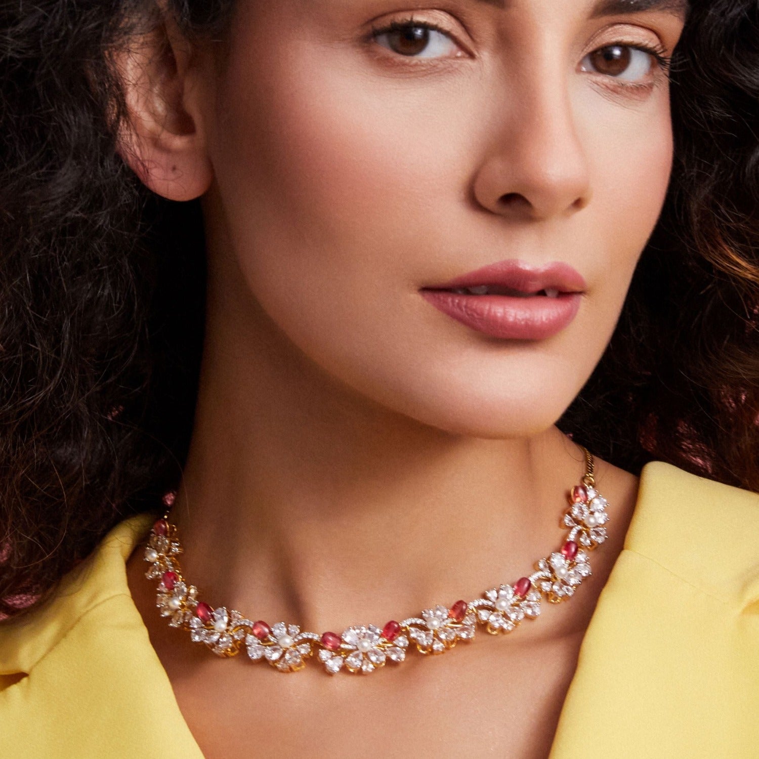 Elegant Bloom Statement CZ Necklace - Sparkling Cubic Zirconia Pendant for Women | Perfect for Weddings, Parties & Special Occasions