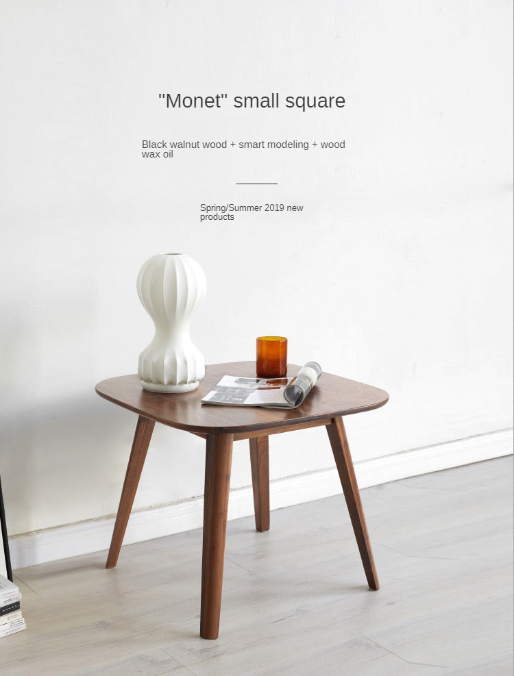 Solid Black Walnut Wood Side Table - Square End Table for Living Room, Bedroom & Office - Rustic Modern Home Decor Furniture