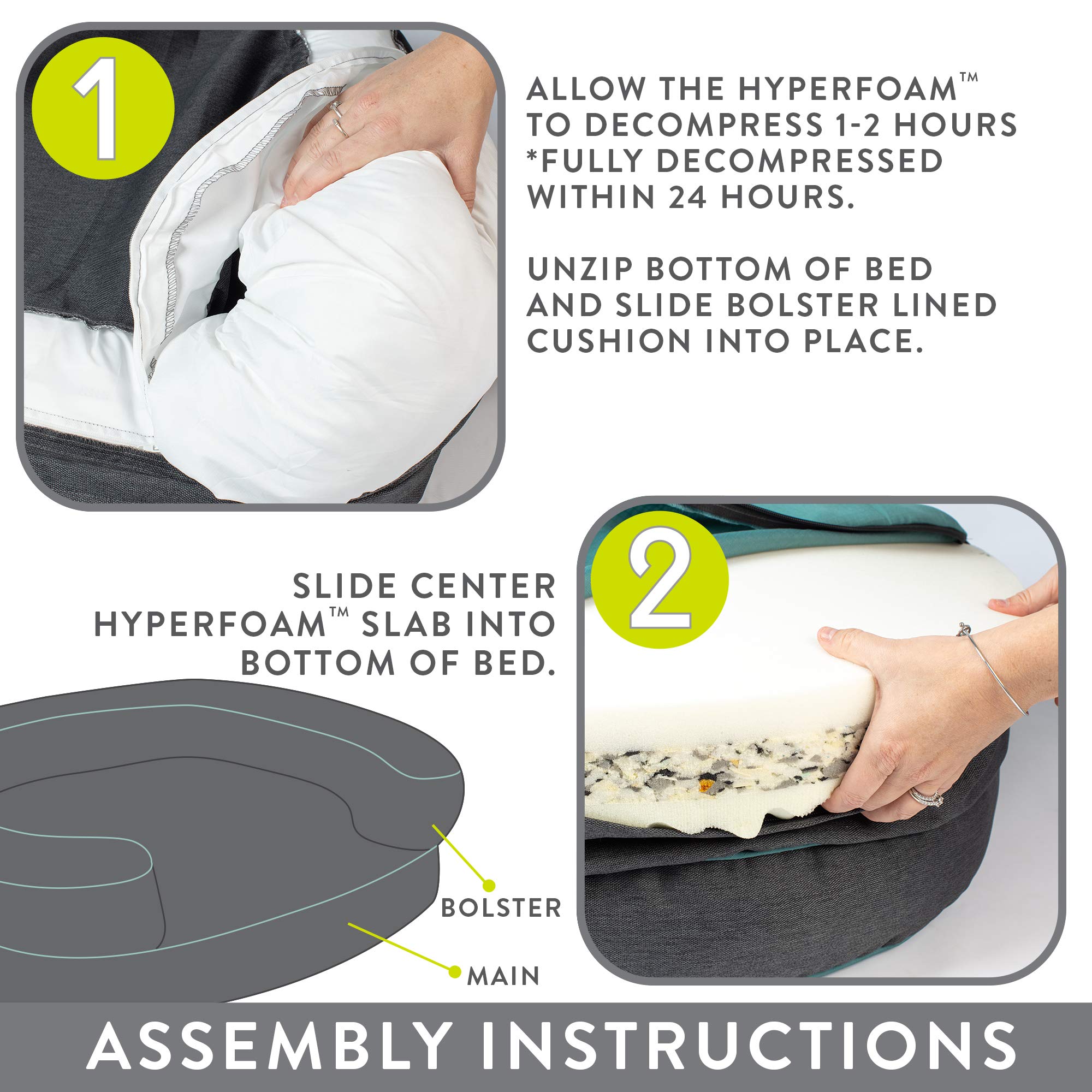 Hyper Pet Durable Dreamer Deluxe Orthopedic Dog Bed - HyperFoam & HyperLock Support for Small, Large & X-Large Dogs (39