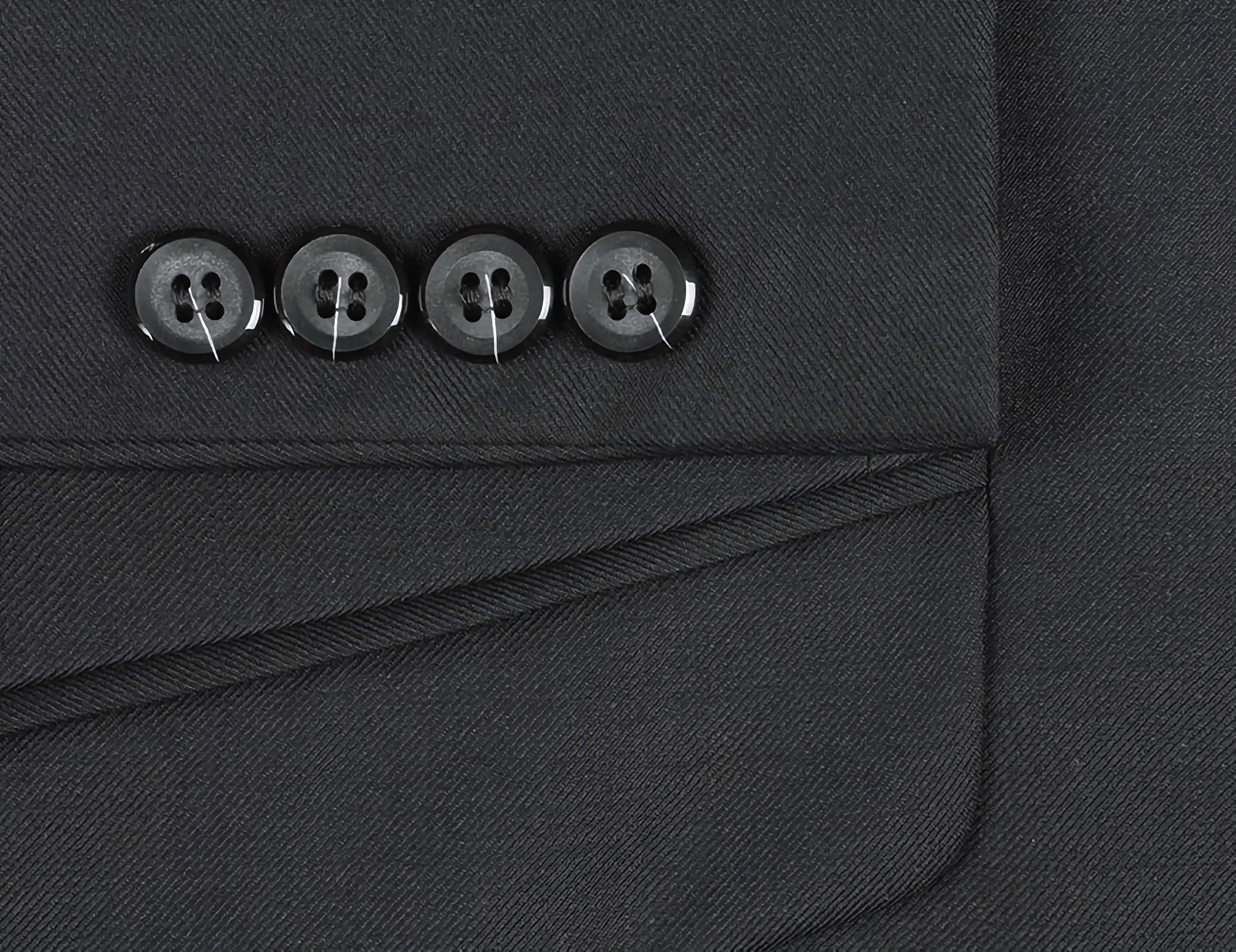 Premium Black 100% Virgin Wool Men's 2-Piece Suit - Classic 2-Button Regular Fit Business Attire for Office, Weddings & Formal Events