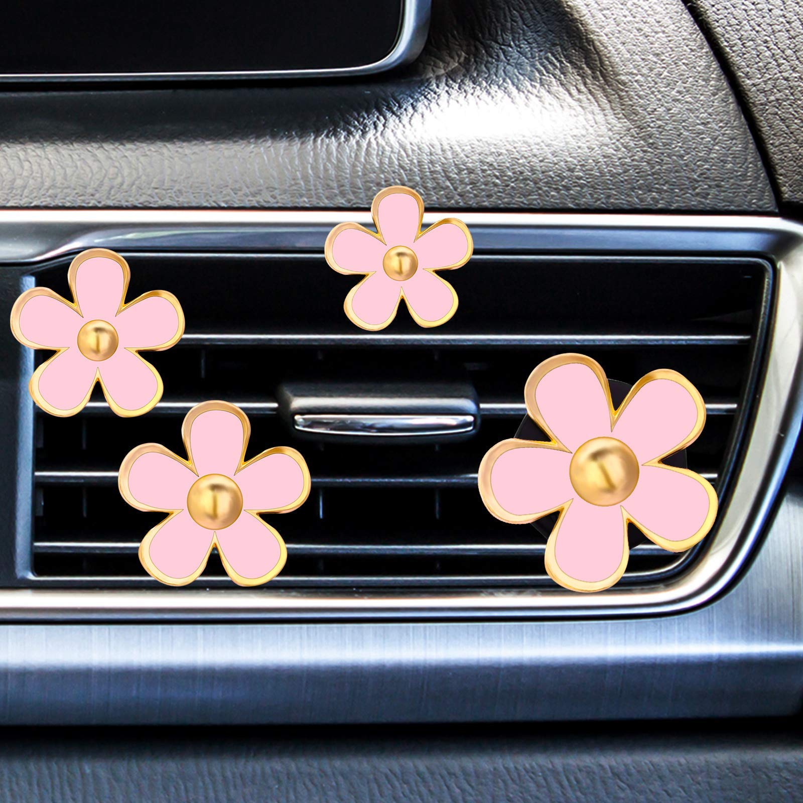 8 Pcs Daisy Flower Air Vent Clips - Pink Car Air Freshener Decorations, Cute Automotive Interior Accessories for Fresh Scent & Stylish Car Decor - Perfect for Sedans, SUVs & Office Spaces