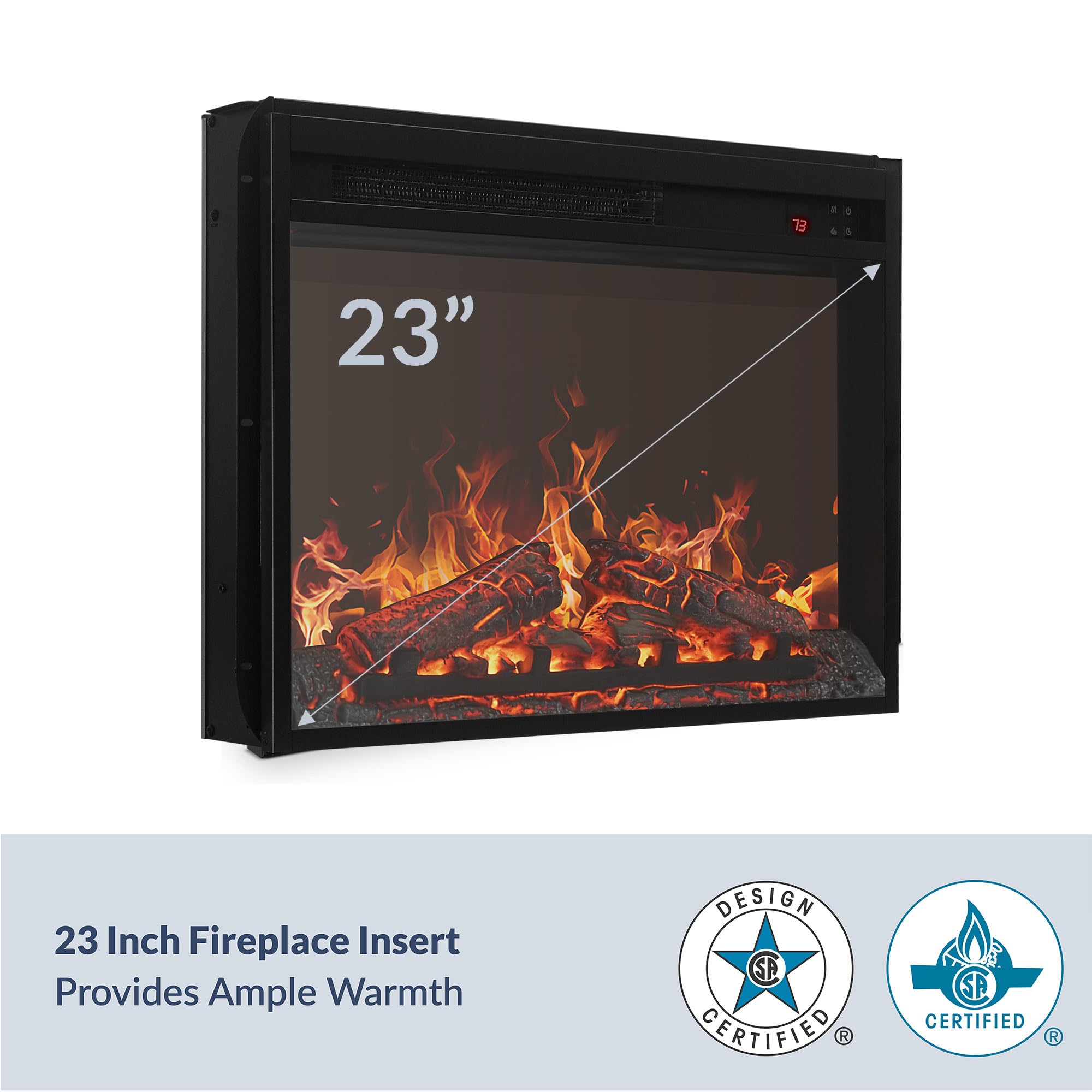 BELLEZE 23 Inch Electric Fireplace Heater with 31 Inch Mantel - Remote Control, Realistic LED Flame Effect, Adjustable Thermostat, 750W/1500W - Perfect for Living Room, Bedroom, Office & Home Decor (Gray)