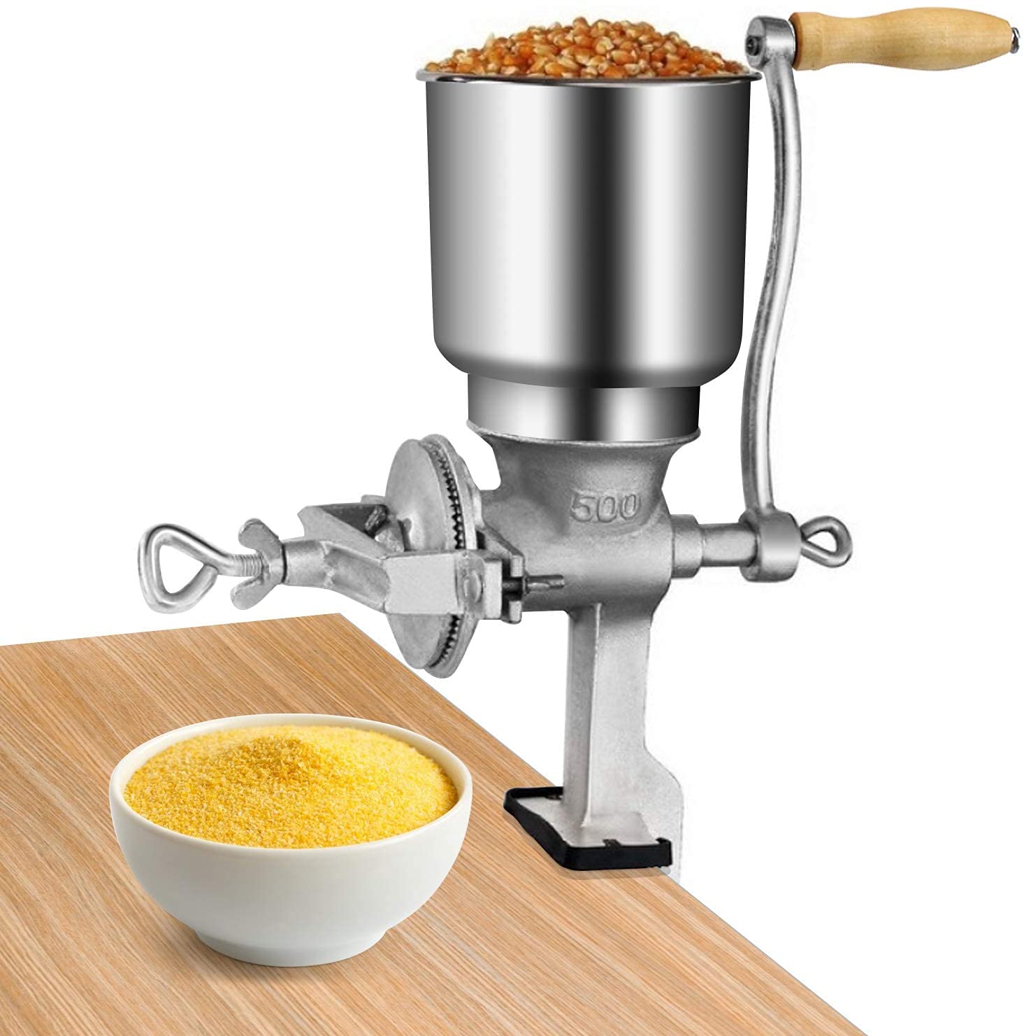 Premium Hand Crank Grain Mill - Manual Corn Grinder with Table Clamp | Aluminum Alloy Wheat, Nut & Coffee Grinder for Home Kitchen & Commercial Use | Perfect for Fresh Flour, Coffee Beans & Spice Grinding at Home, Bakery or Cafe