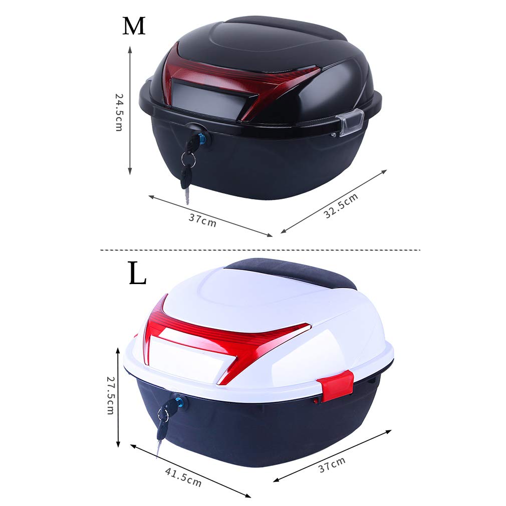 Universal Motorcycle Rear Top Box - 37x32.5x24.5cm Hard Storage Case with Lock for Helmet & Luggage | Waterproof Motorcycle Tail Trunk Carrier for Moped, Scooter & Motorbike | Perfect for Commuting, Travel & Outdoor Adventures