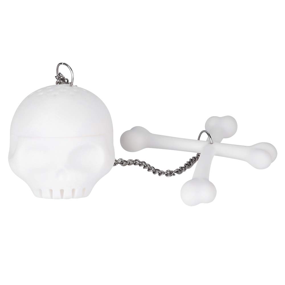 Premium White Skull-Shaped Silicone Tea Strainer - Loose Leaf Tea Infuser for Mugs & Teapots - Durable Tea Filter for Home, Office & Halloween Party Decor