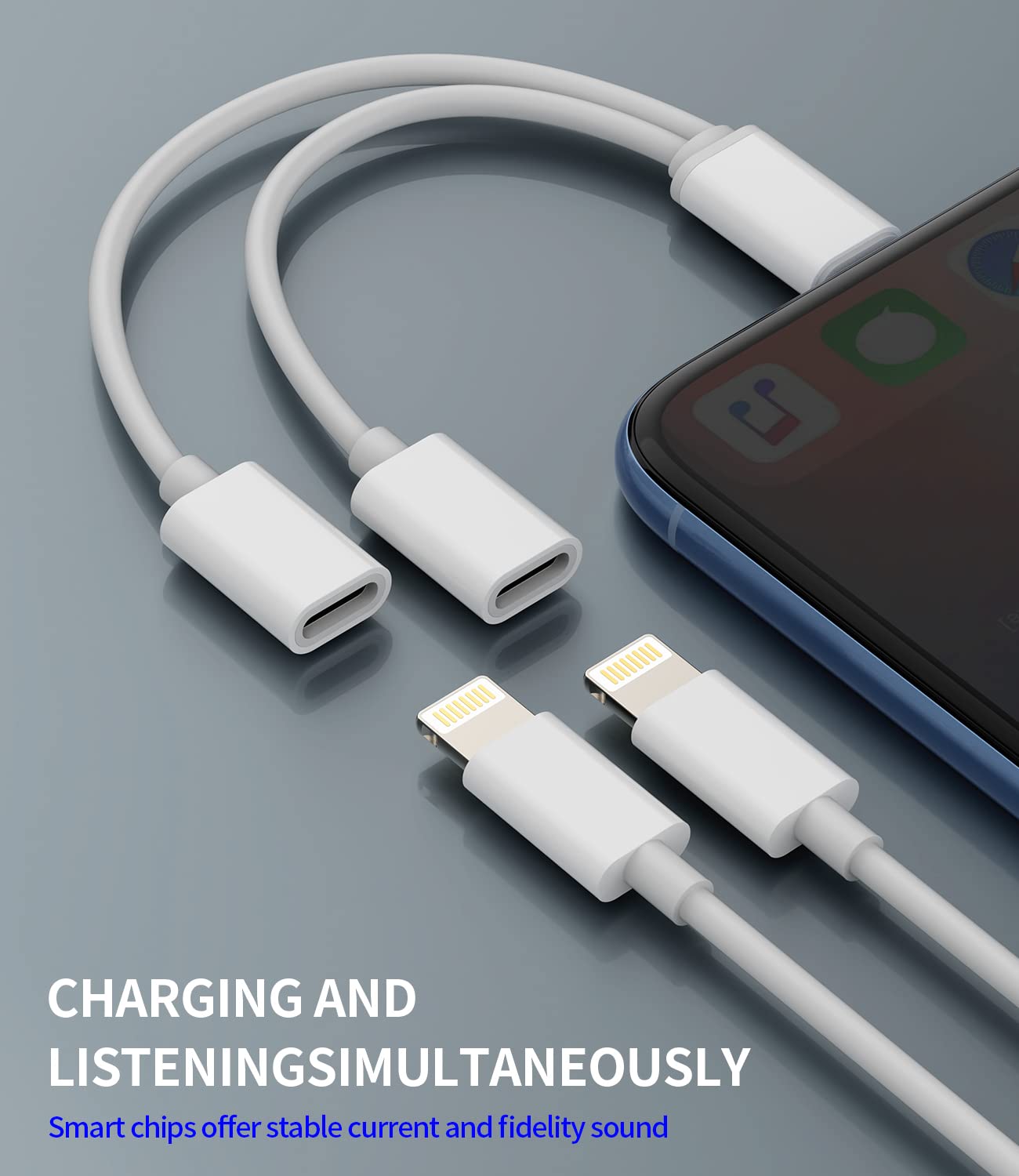 Lightning to 3.5mm Headphone Jack & Charger Adapter - MFi Certified, Compatible with iPhone 11/12/XR/X/7/8 Plus & iPad - Listen & Charge Simultaneously for Gaming, Music & Calls