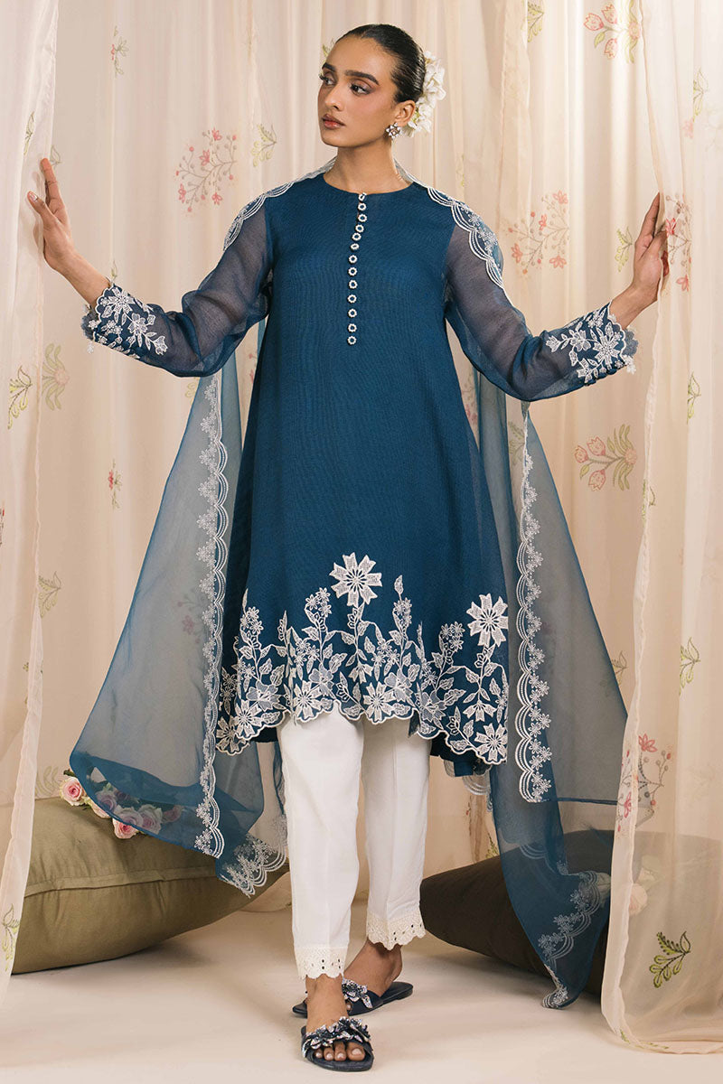 Stylish CERULEAN 2-Piece Set (Embroidered Shirt & Dupatta) for Women - Perfect for Festivals, Weddings & Special Occasions