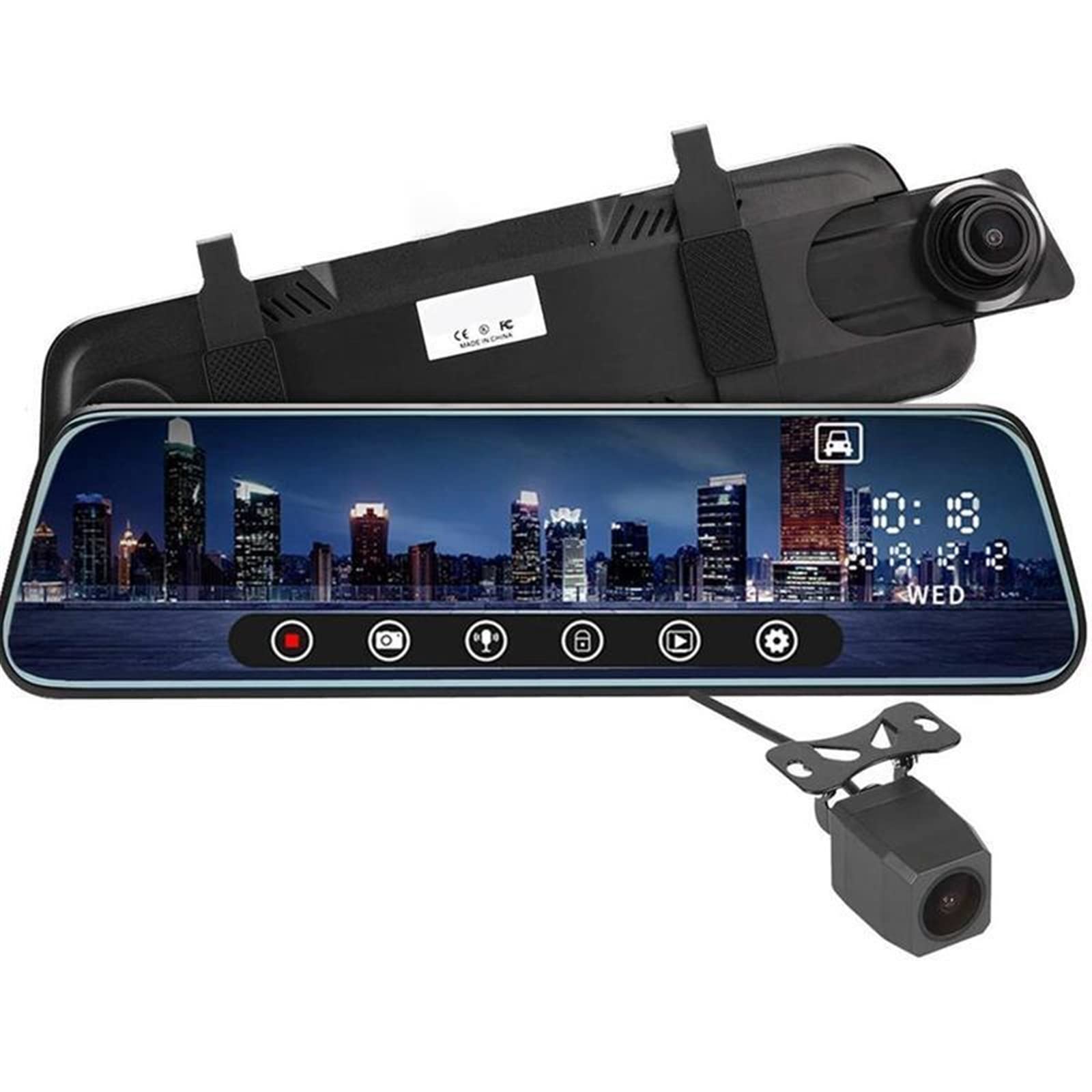 Tantisy 10 Inch HD 1080P Dual Lens Car Dash Camera with Night Vision, Rearview Mirror DVR, Wide Angle Driving Recorder for Cars, Trucks & SUVs - Perfect for Road Trips, Parking Safety & Accident Evidence (Color: 10Inch)