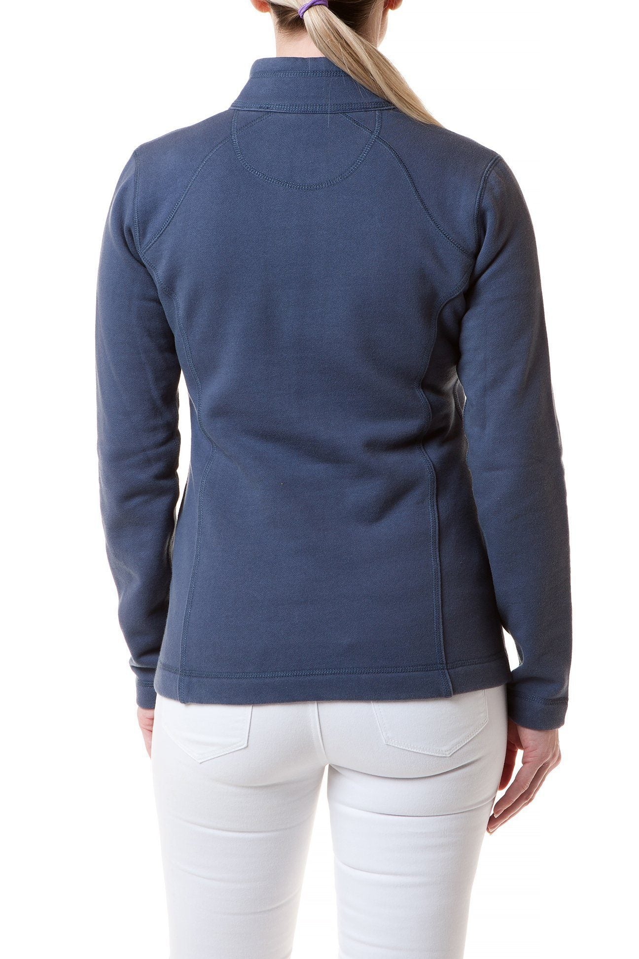 Women's Breakwater Zip-Up Hoodie in Nantucket Navy with Pink Trim - Cozy Casual Wear for Fall & Winter Outdoor Activities