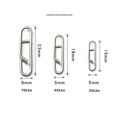 100pcs Stainless Steel Quick Change Fishing Lure Clips - Power Clips Snaps Connectors for Kayak Drifting & Saltwater Fishing - Fast & Secure Lure Attachment for Bass, Trout & Saltwater Game Fish